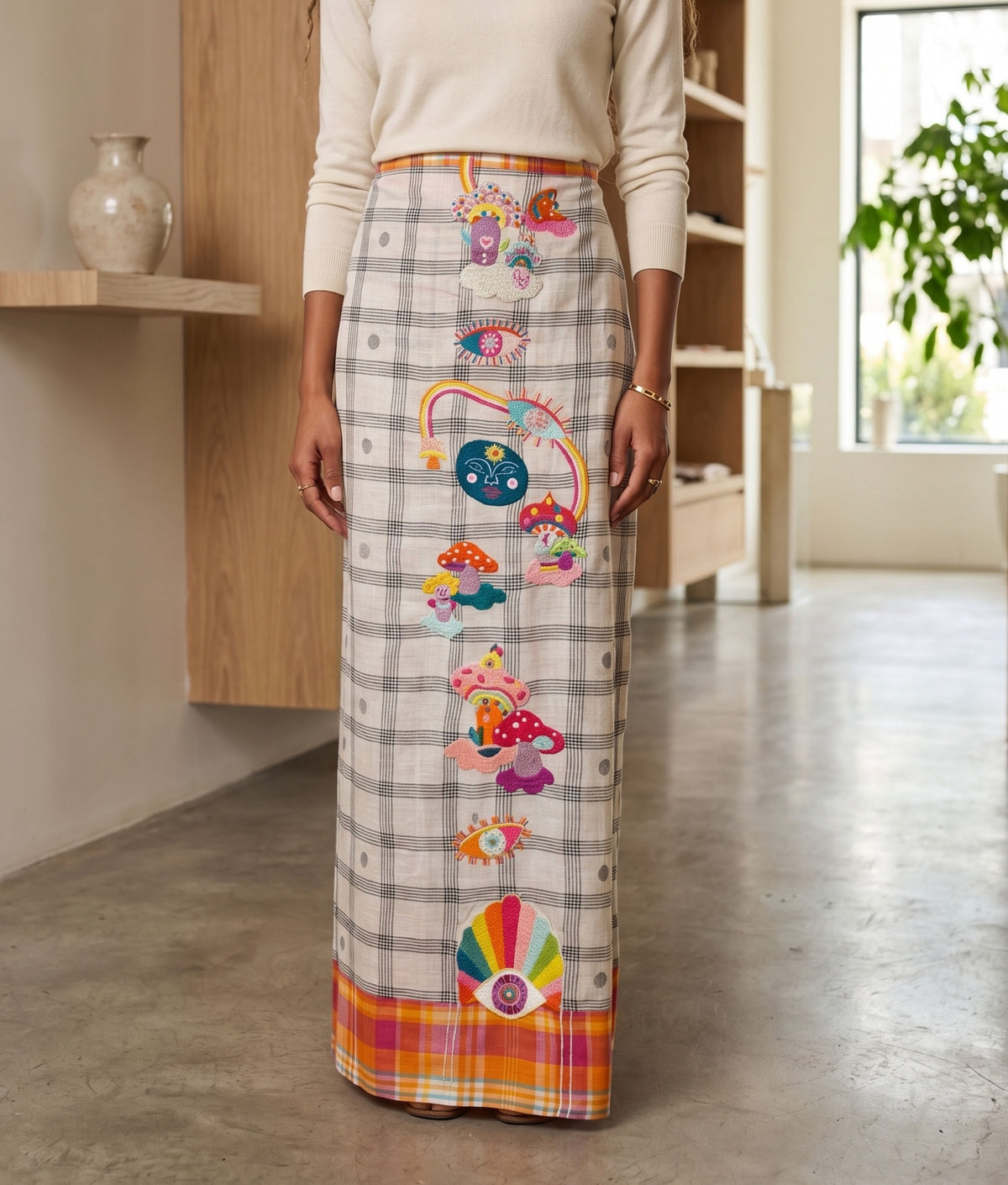 Mushroom Mania Pareo White Skirt
