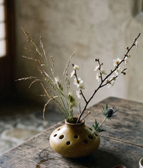 Mustard Stone Wash Flower Holder
