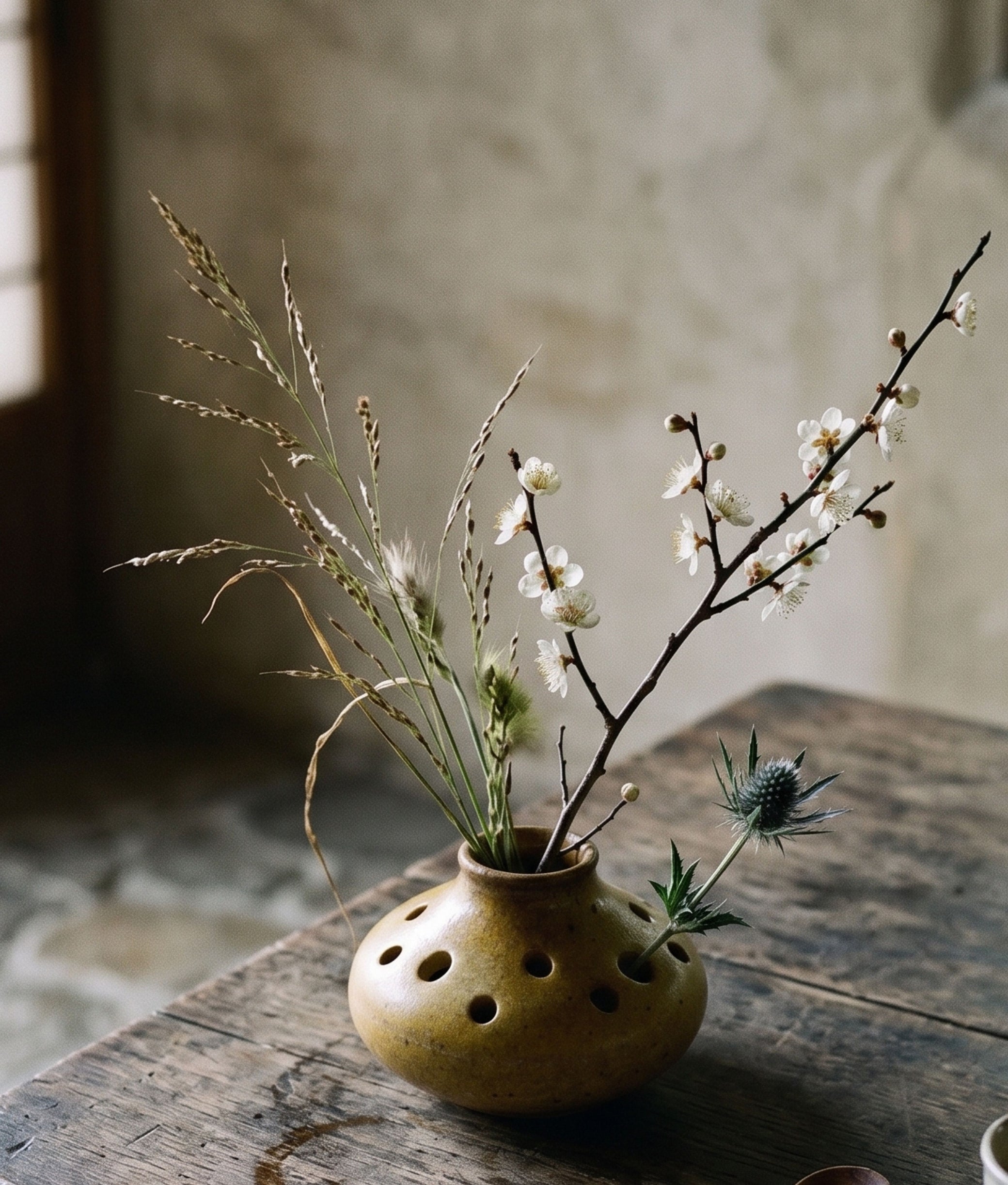 Mustard Stone Wash Flower Holder