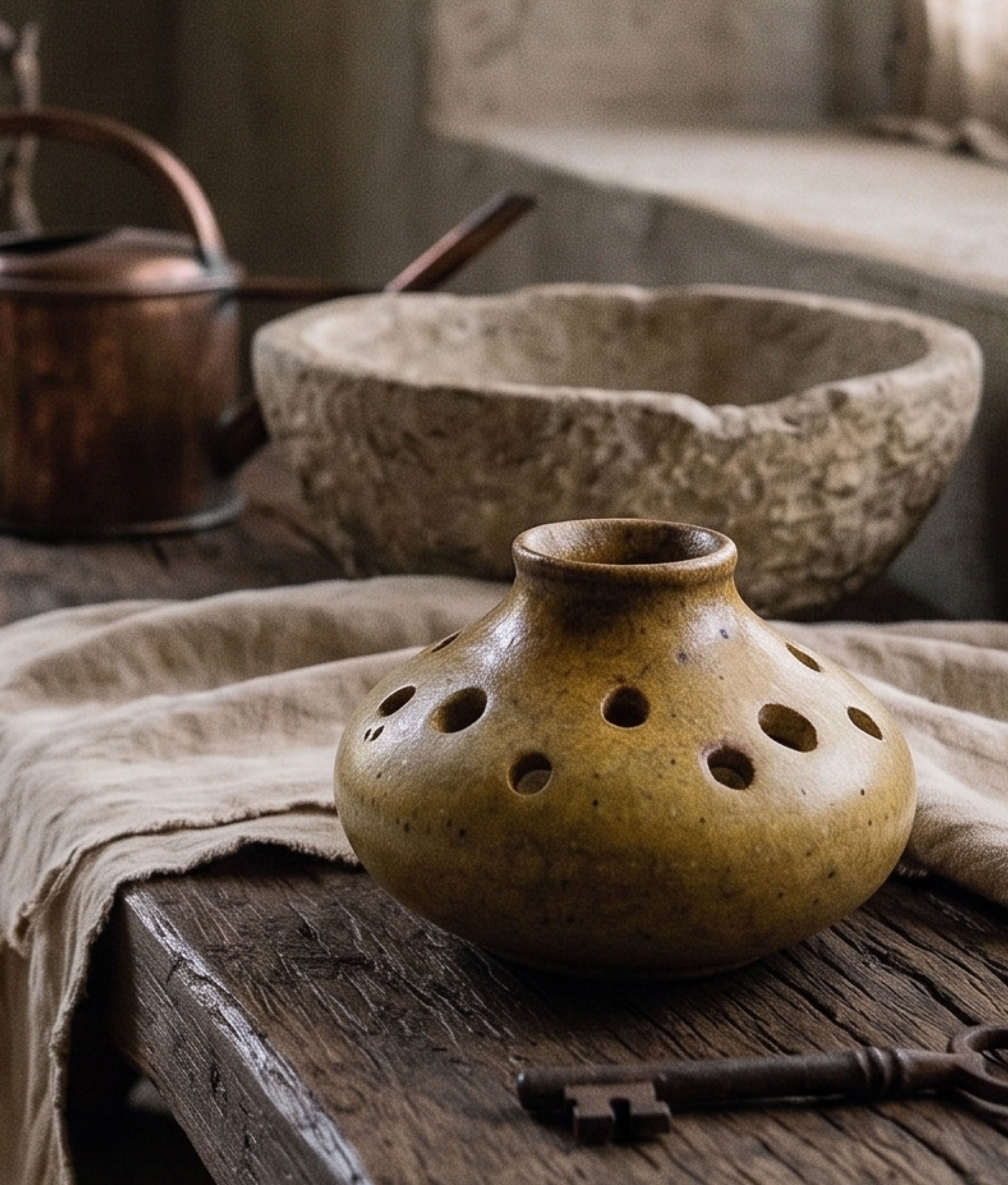 Mustard Stone Wash Flower Holder