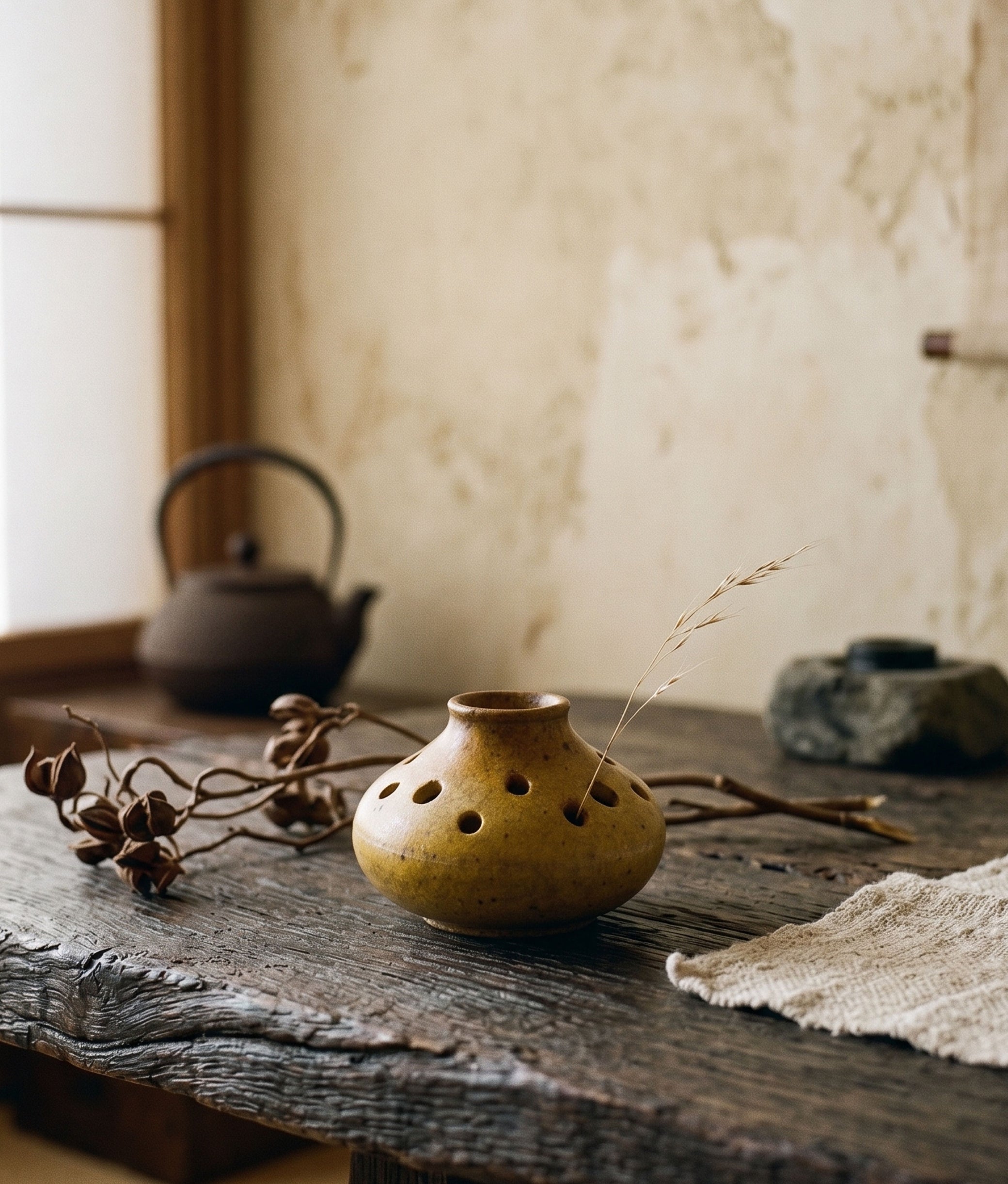 Mustard Stone Wash Flower Holder