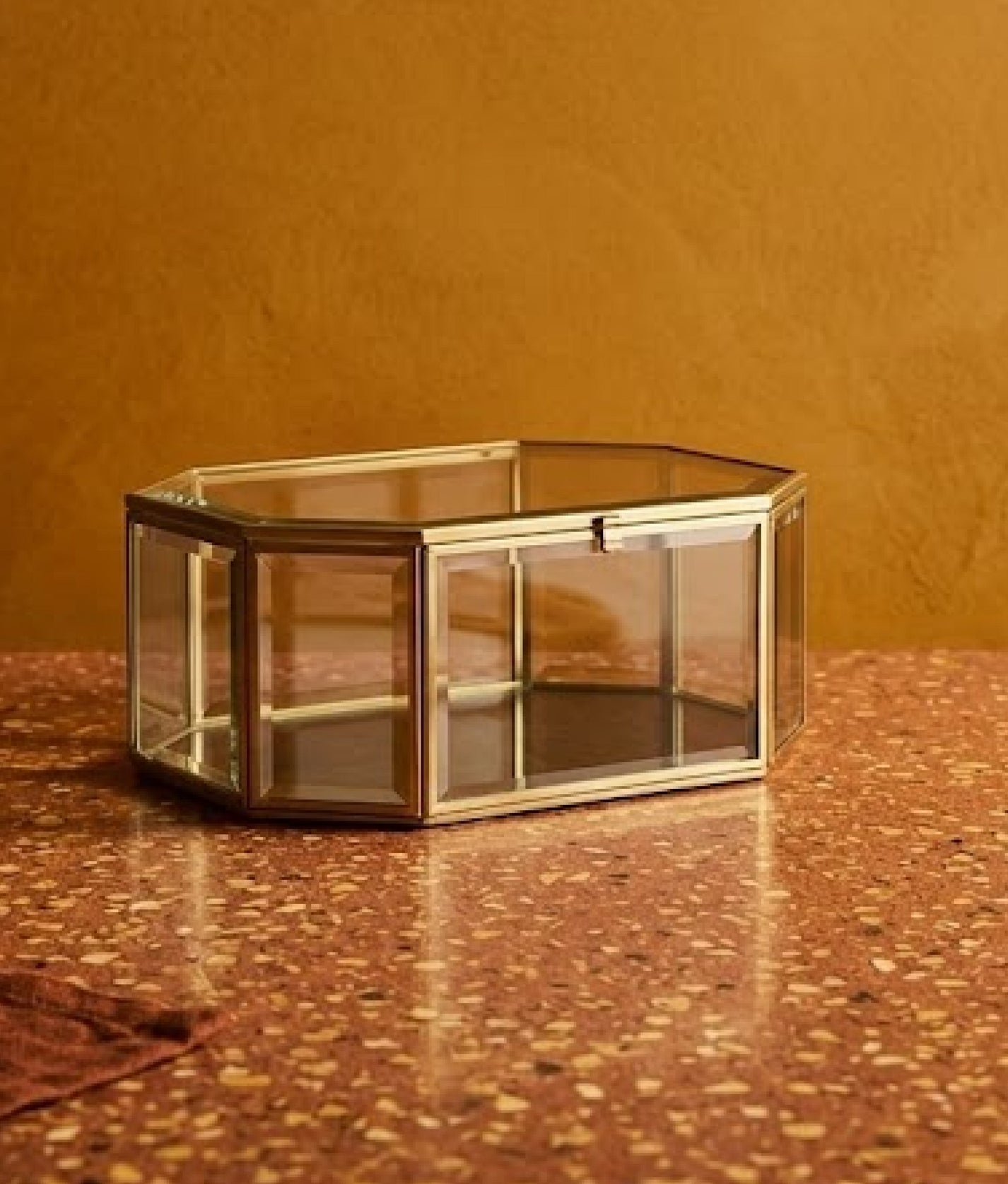 Brass Octagonal Glass Box
