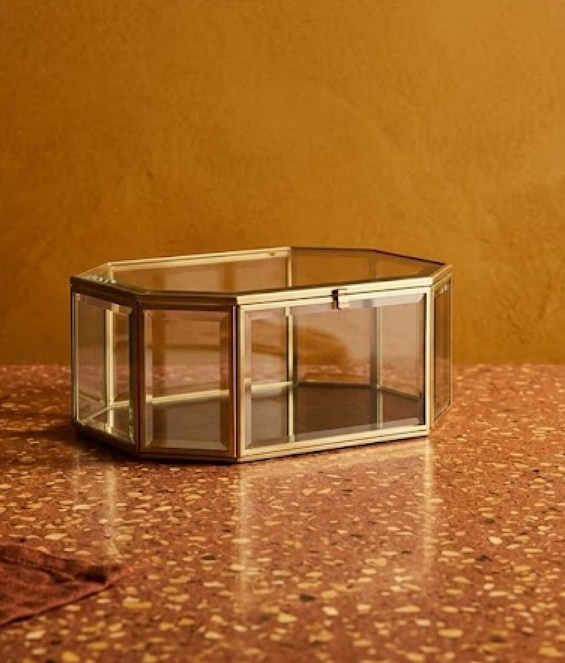 Brass Octagonal Glass Box