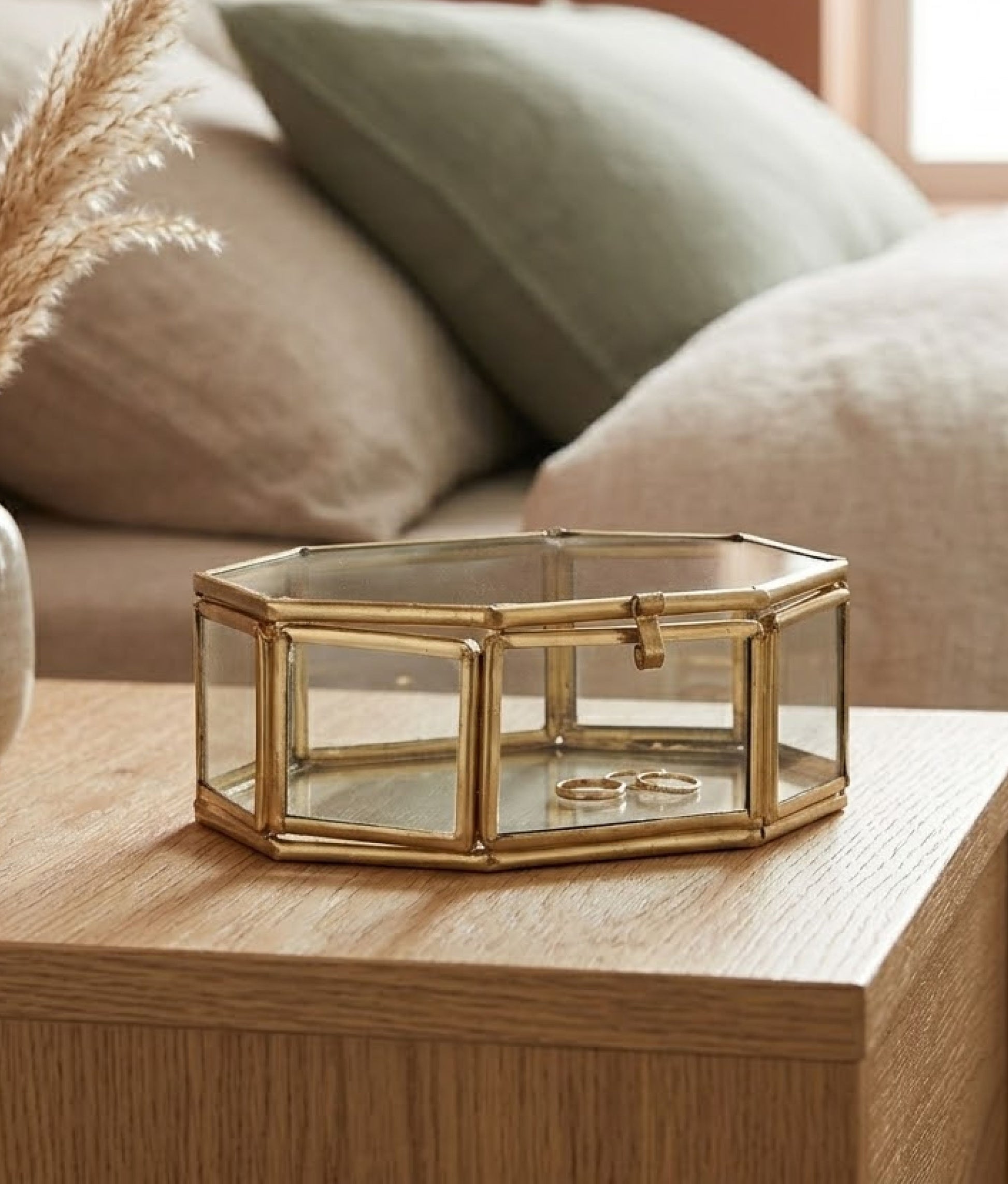 Brass Octagonal Glass Box