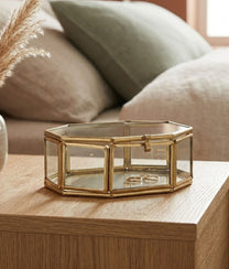 Brass Octagonal Glass Box