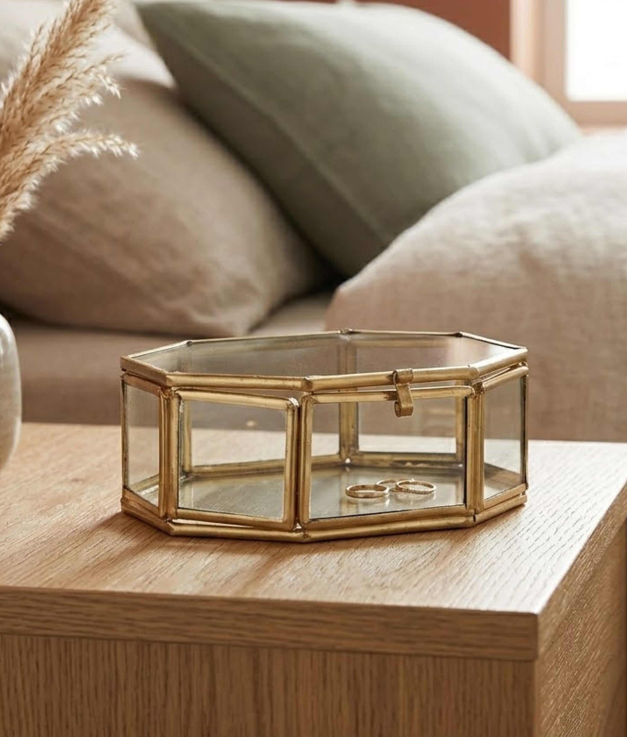 Brass Octagonal Glass Box