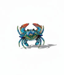 Ornate Blue Crab Brooch
