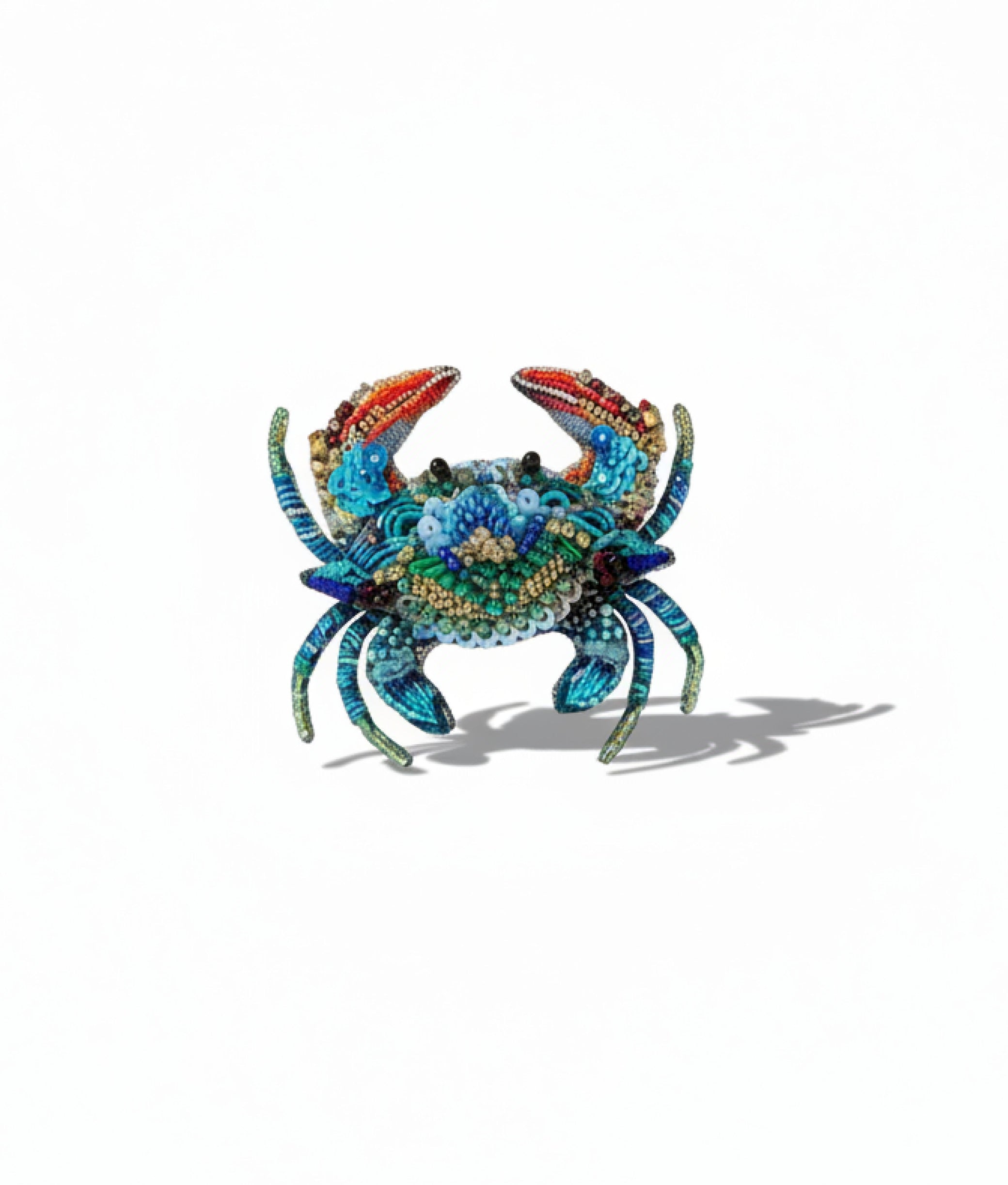 Ornate Blue Crab Brooch