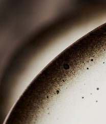 White Brown Oval Serving Dish