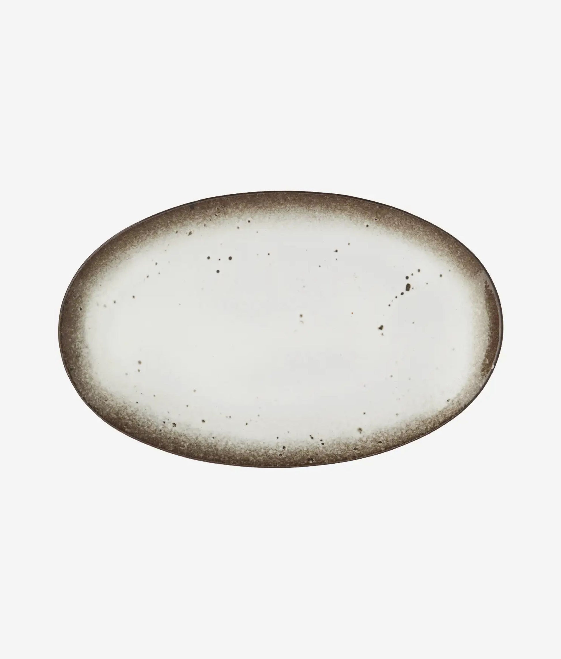 White Brown Oval Serving Dish