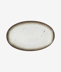 White Brown Oval Serving Dish