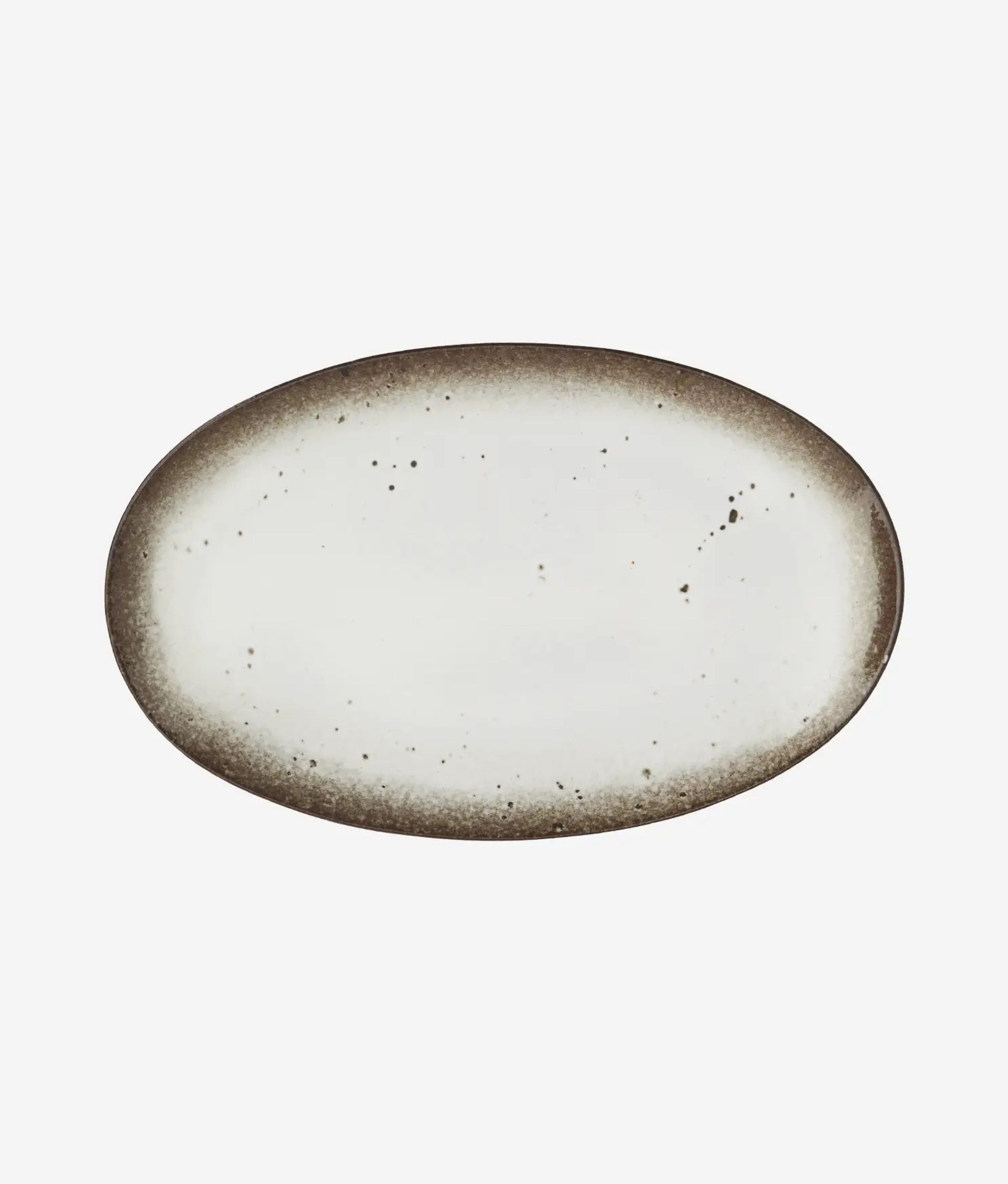 White Brown Oval Serving Dish
