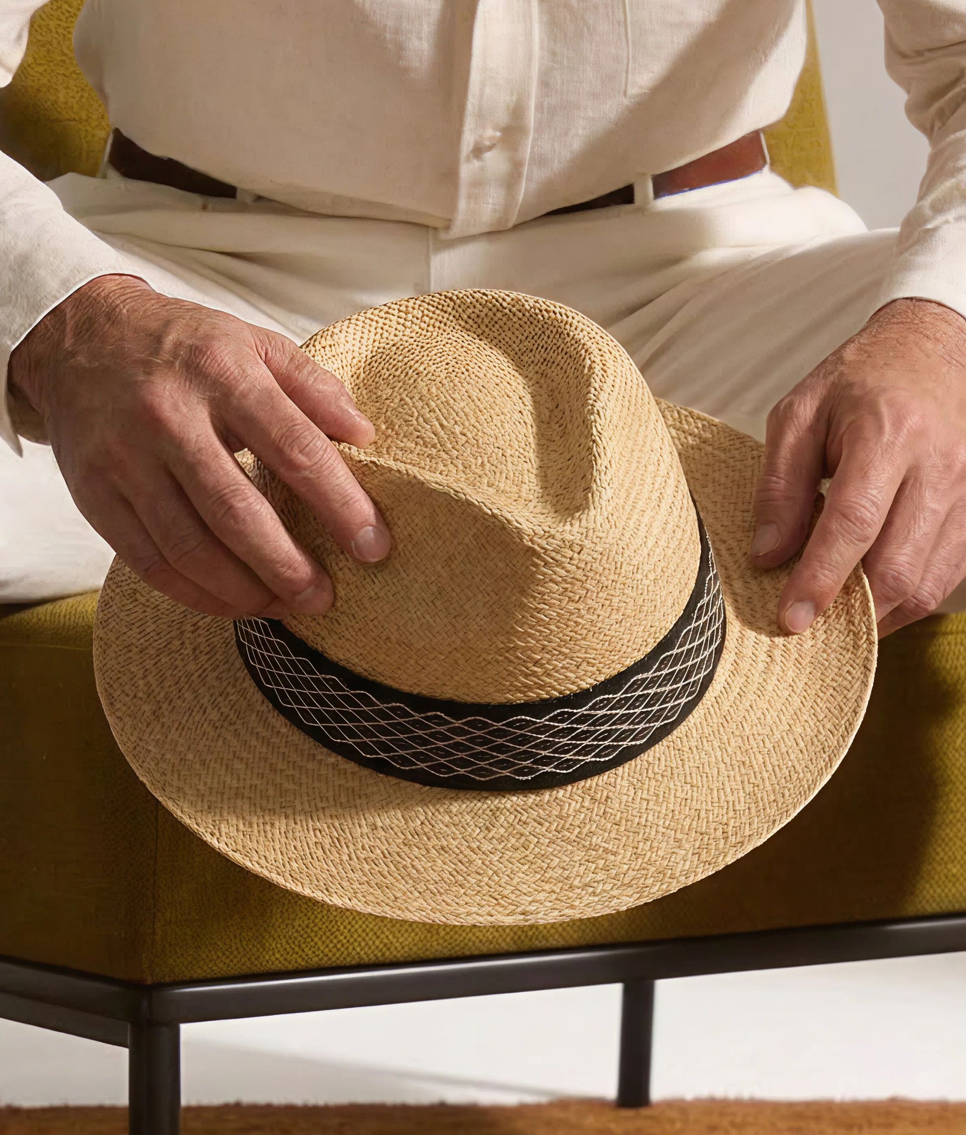 Panama Hat with Handwoven Ribbon