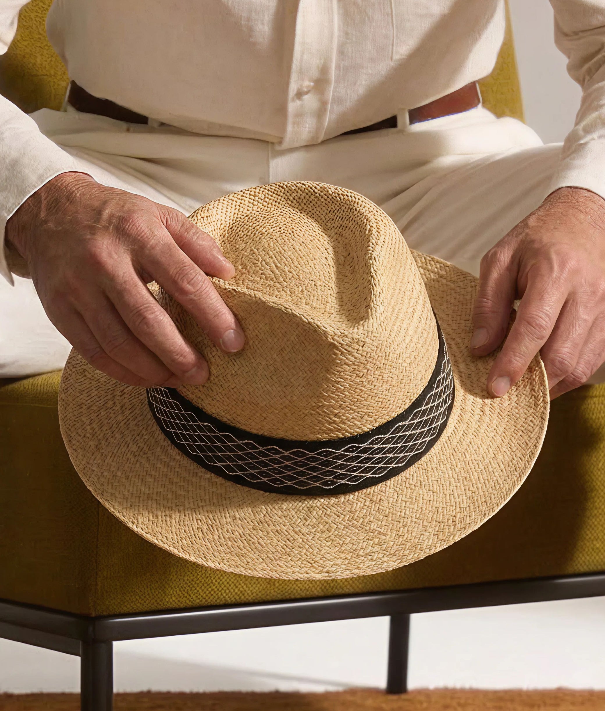 Panama Hat with Handwoven Ribbon
