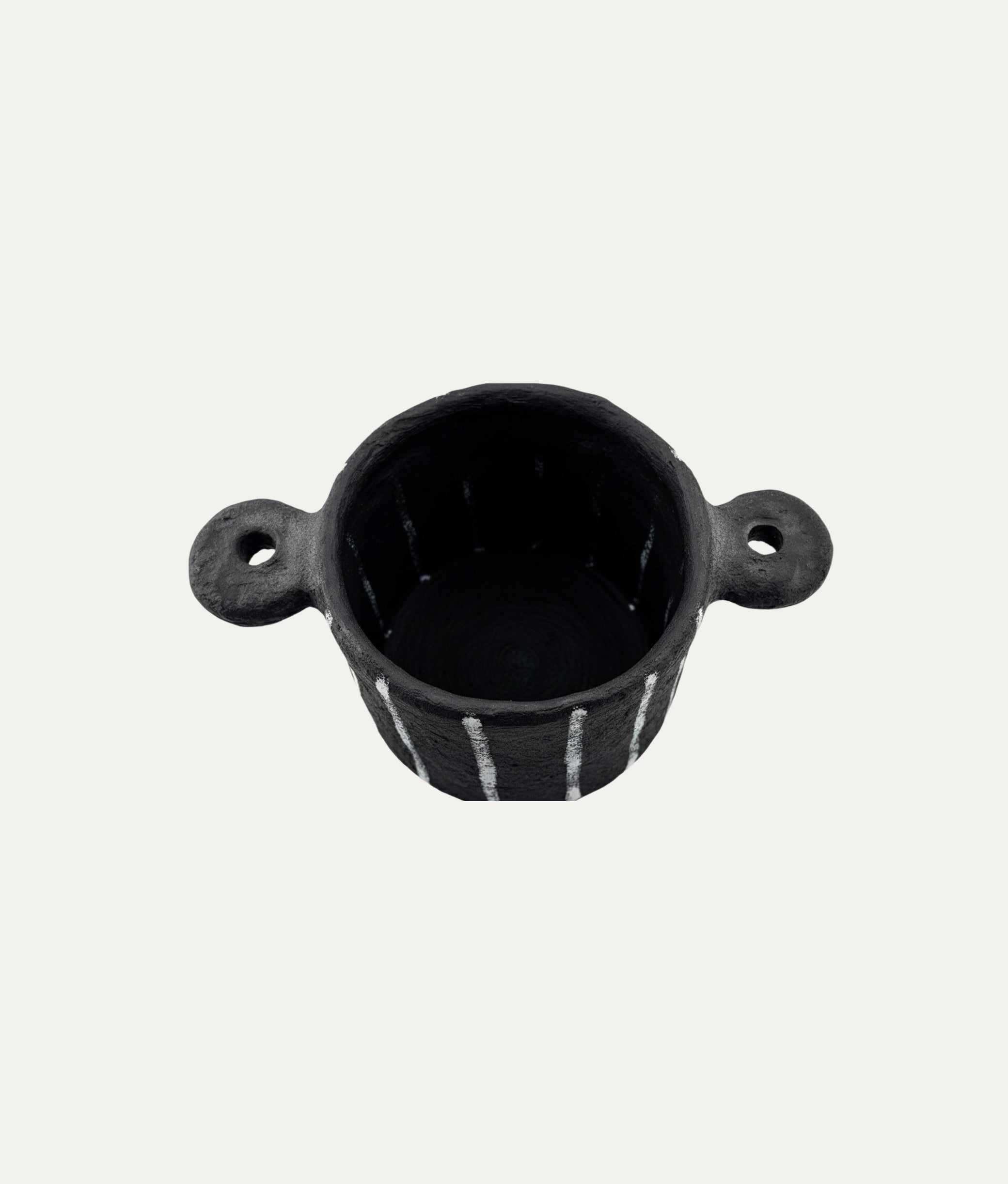 Papier Mâché Black Stripes Pot