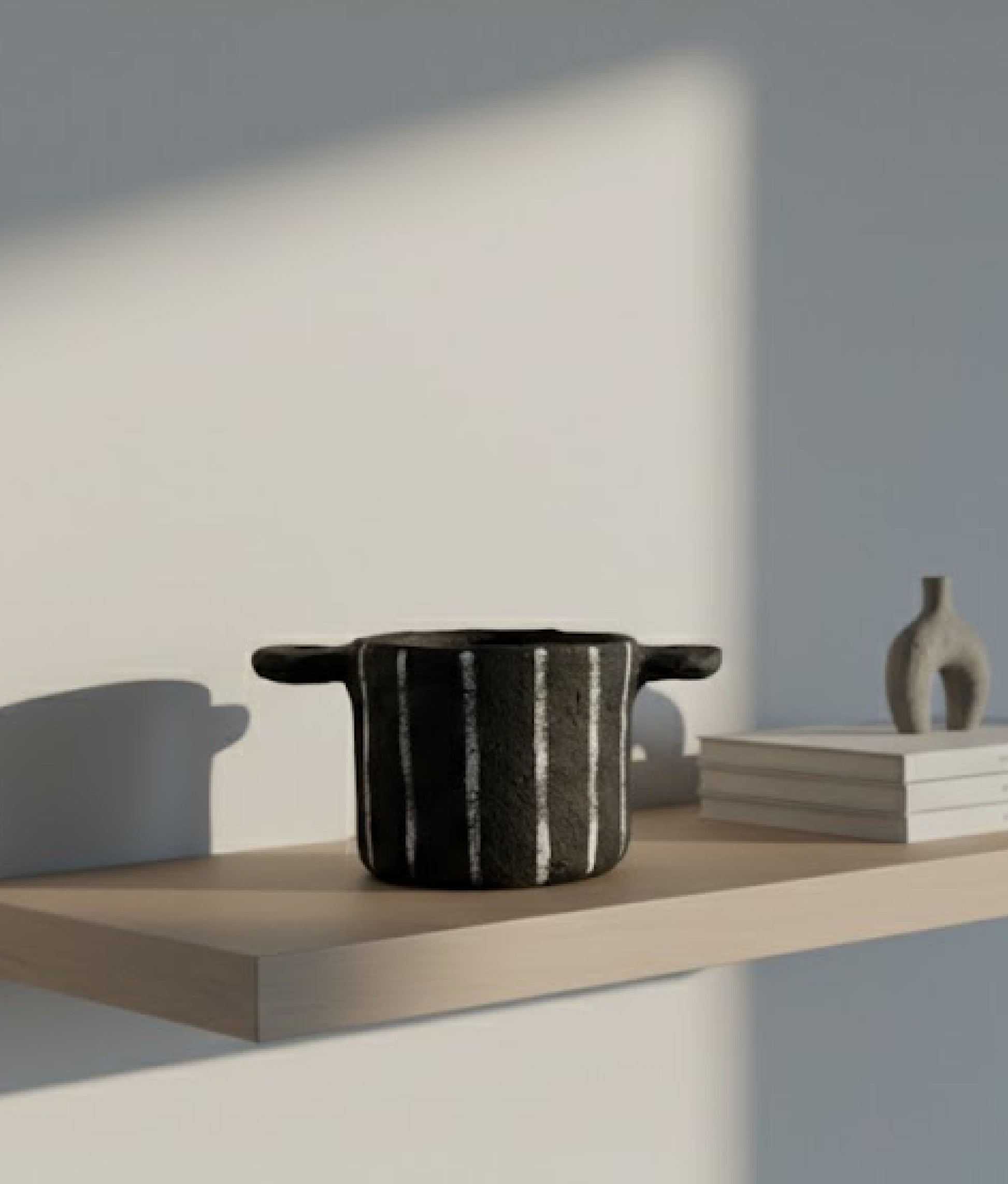 Papier Mâché Black Stripes Pot