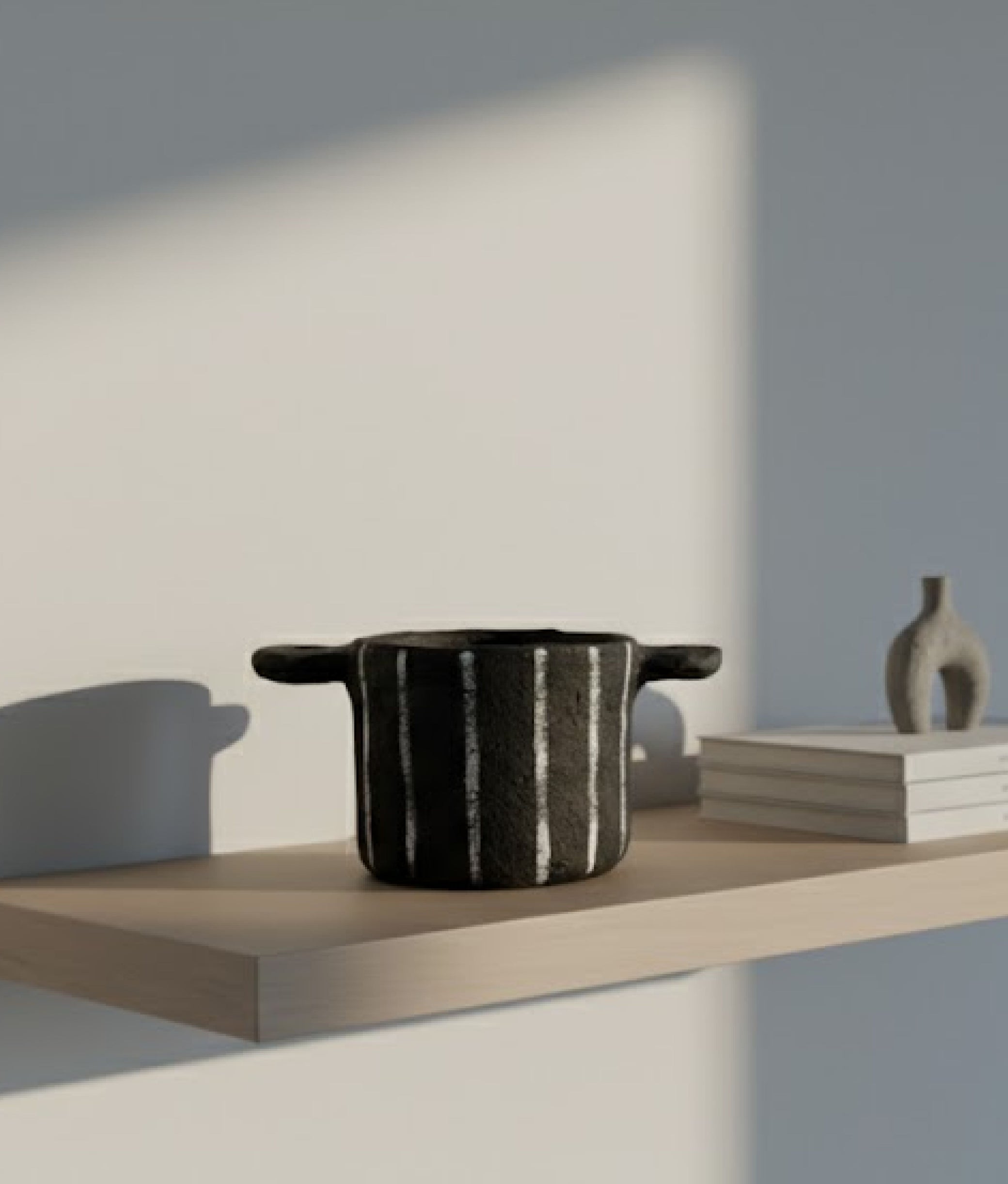 Papier Mâché Black Stripes Pot