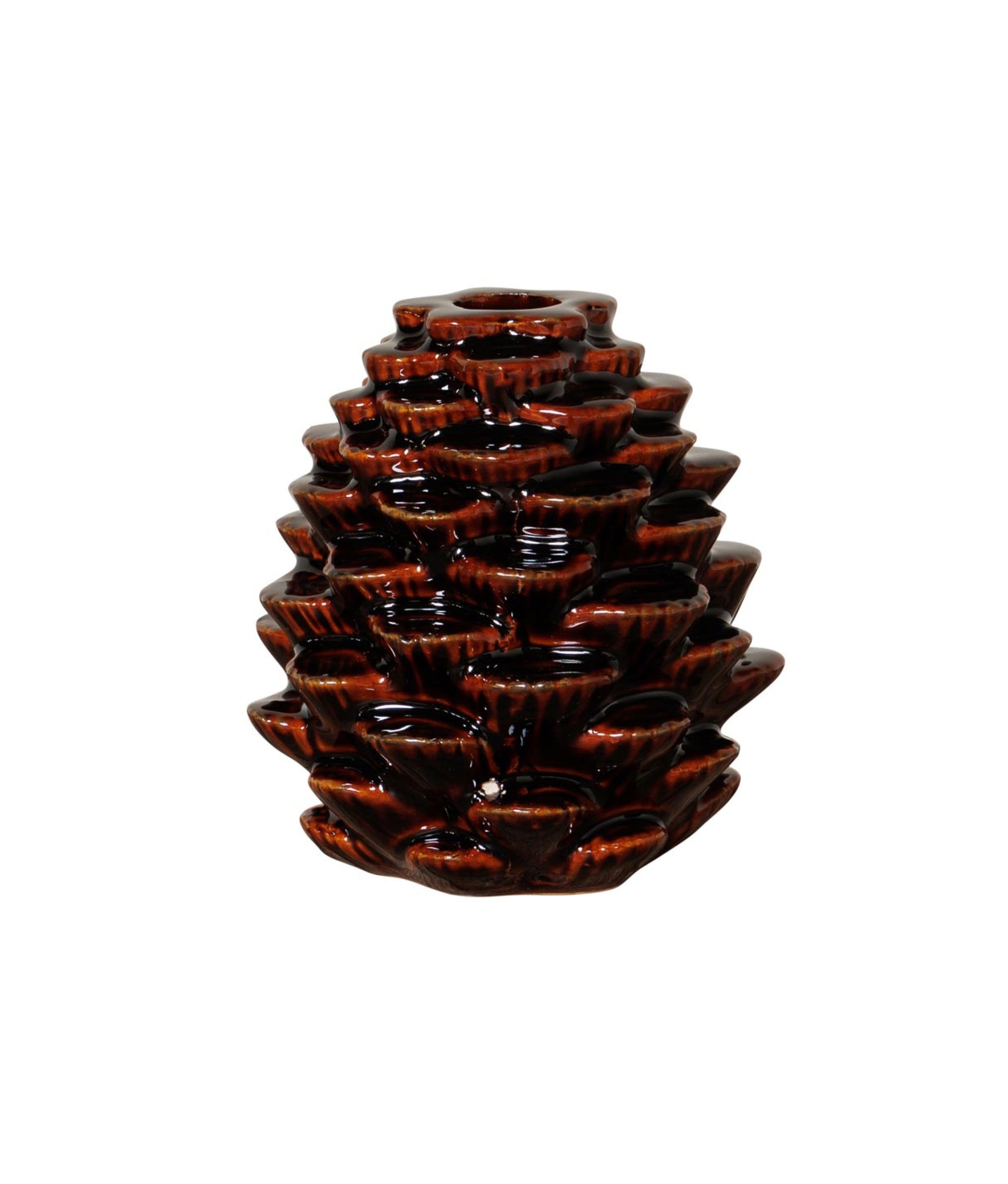 Stoneware Pinecone Candlestick Holder