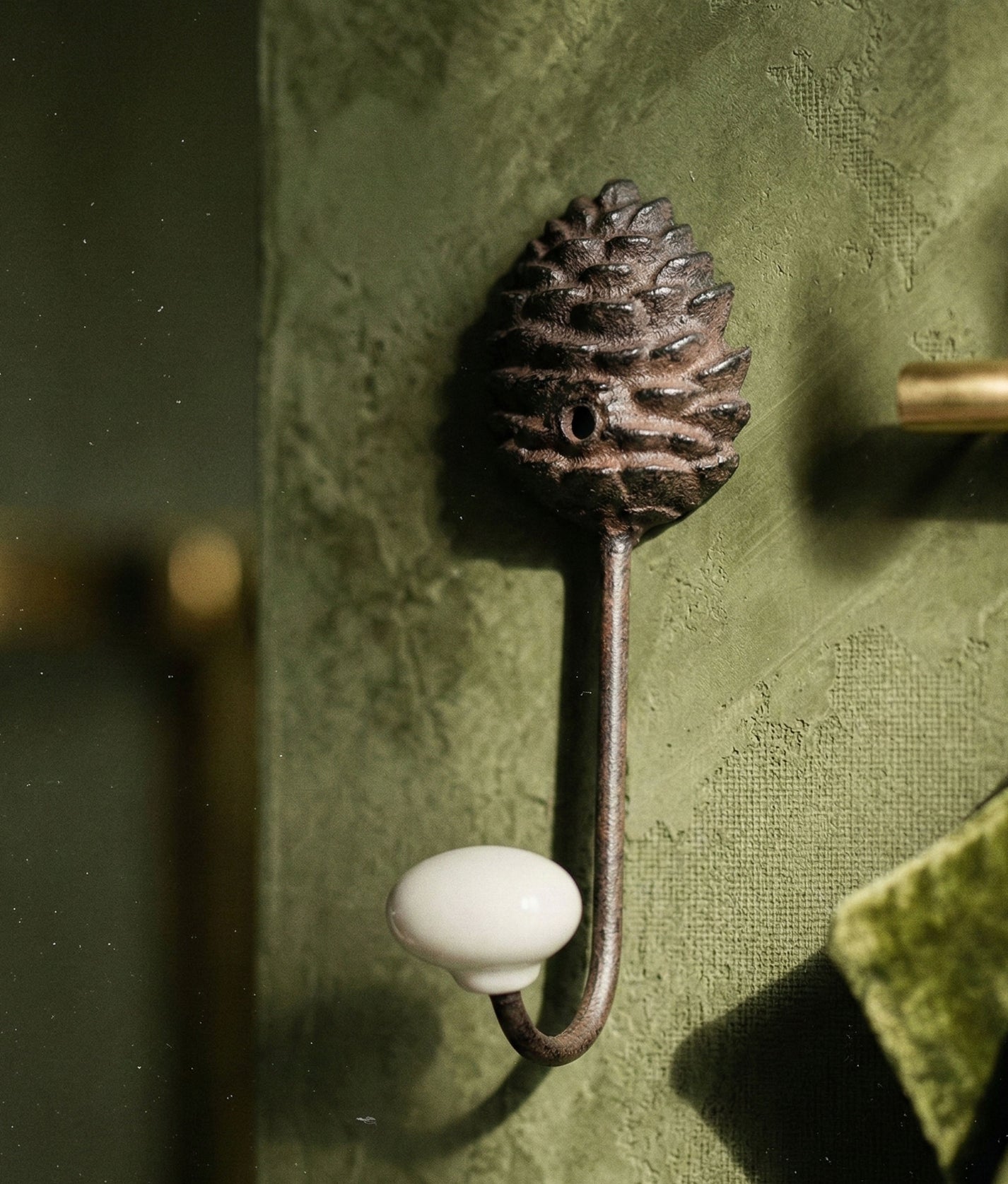 Pinecone Hook w/ Ceramic Knob
