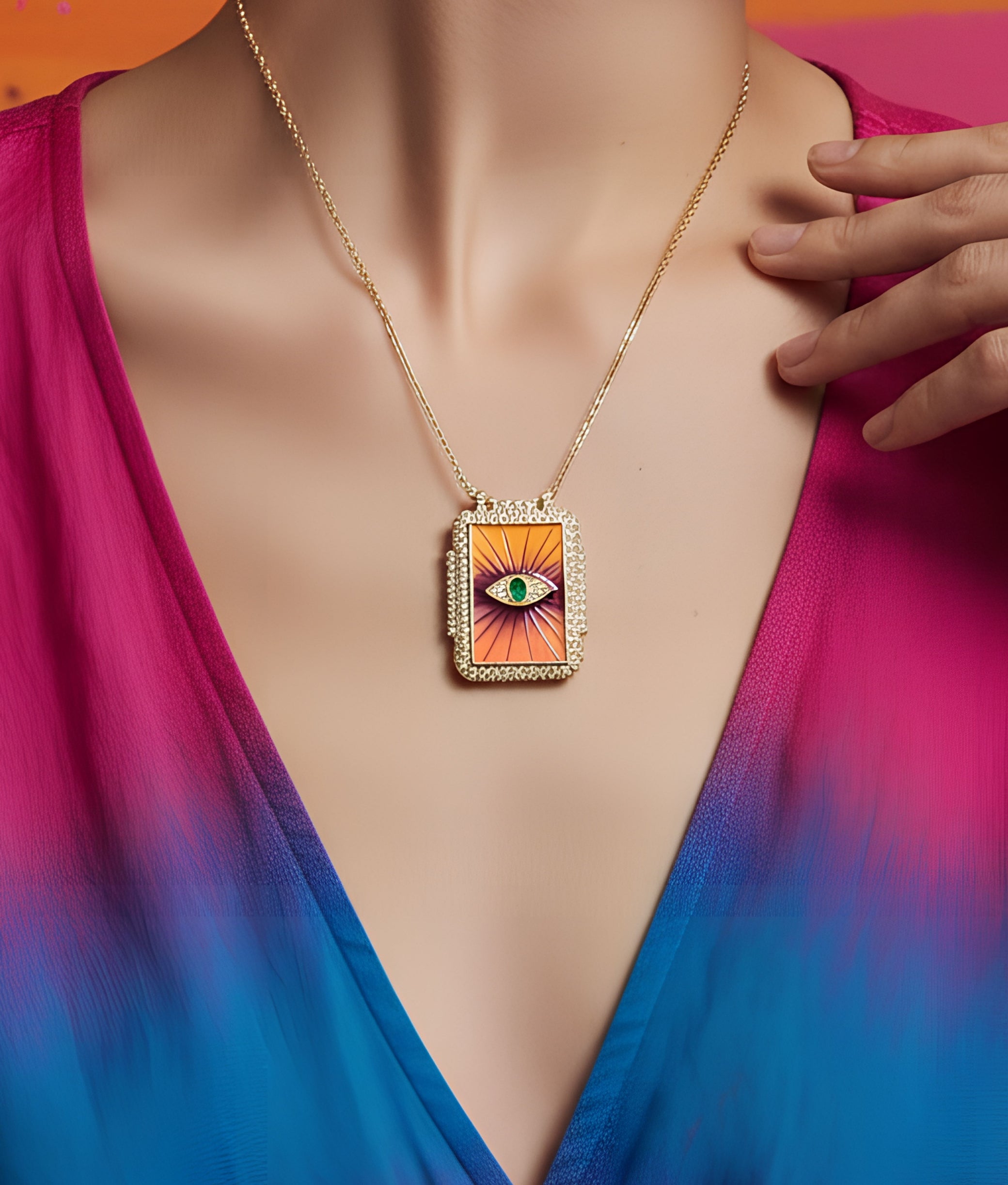 Pink Rainbow Eye Boheme Necklace