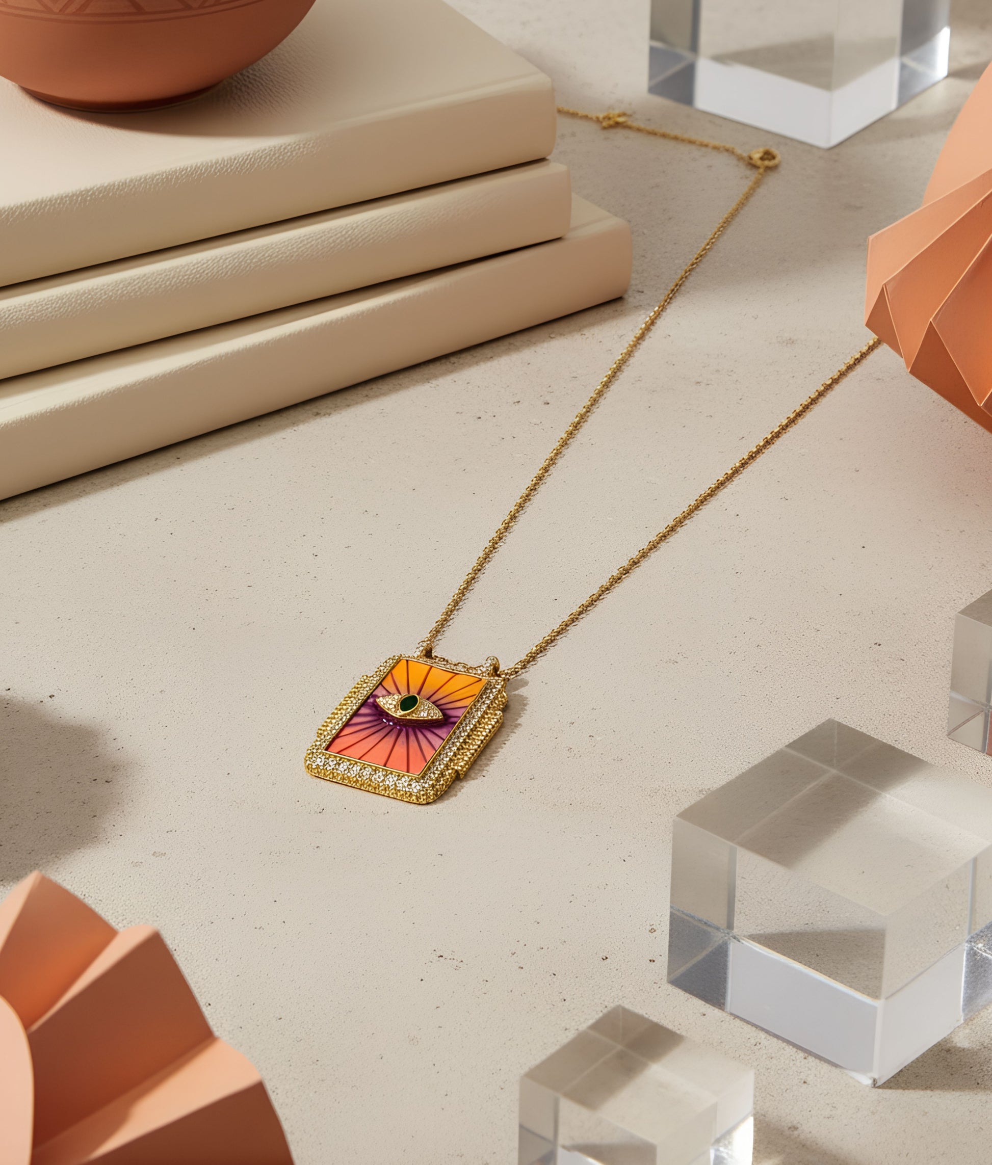 Pink Rainbow Eye Boheme Necklace