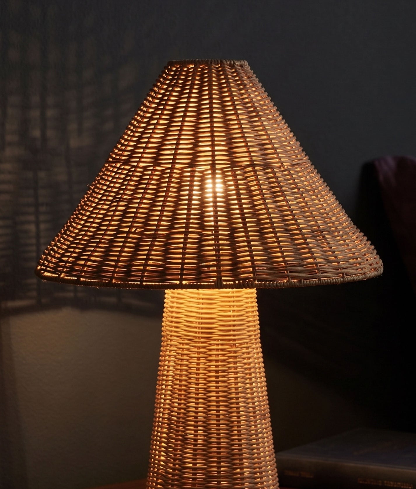 Natural Rattan Table Lamp Mushroom