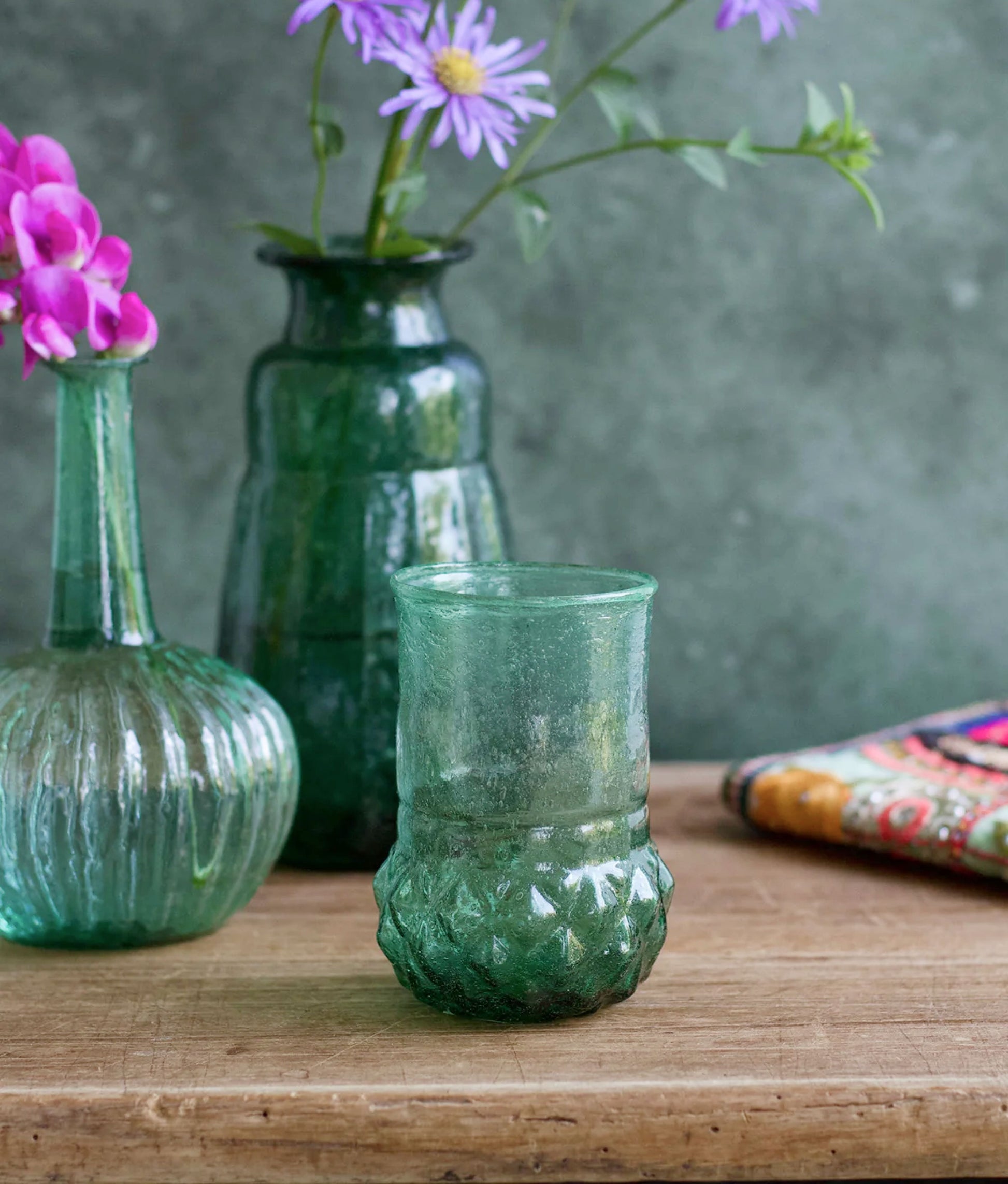 Textured Green Recycled Vase