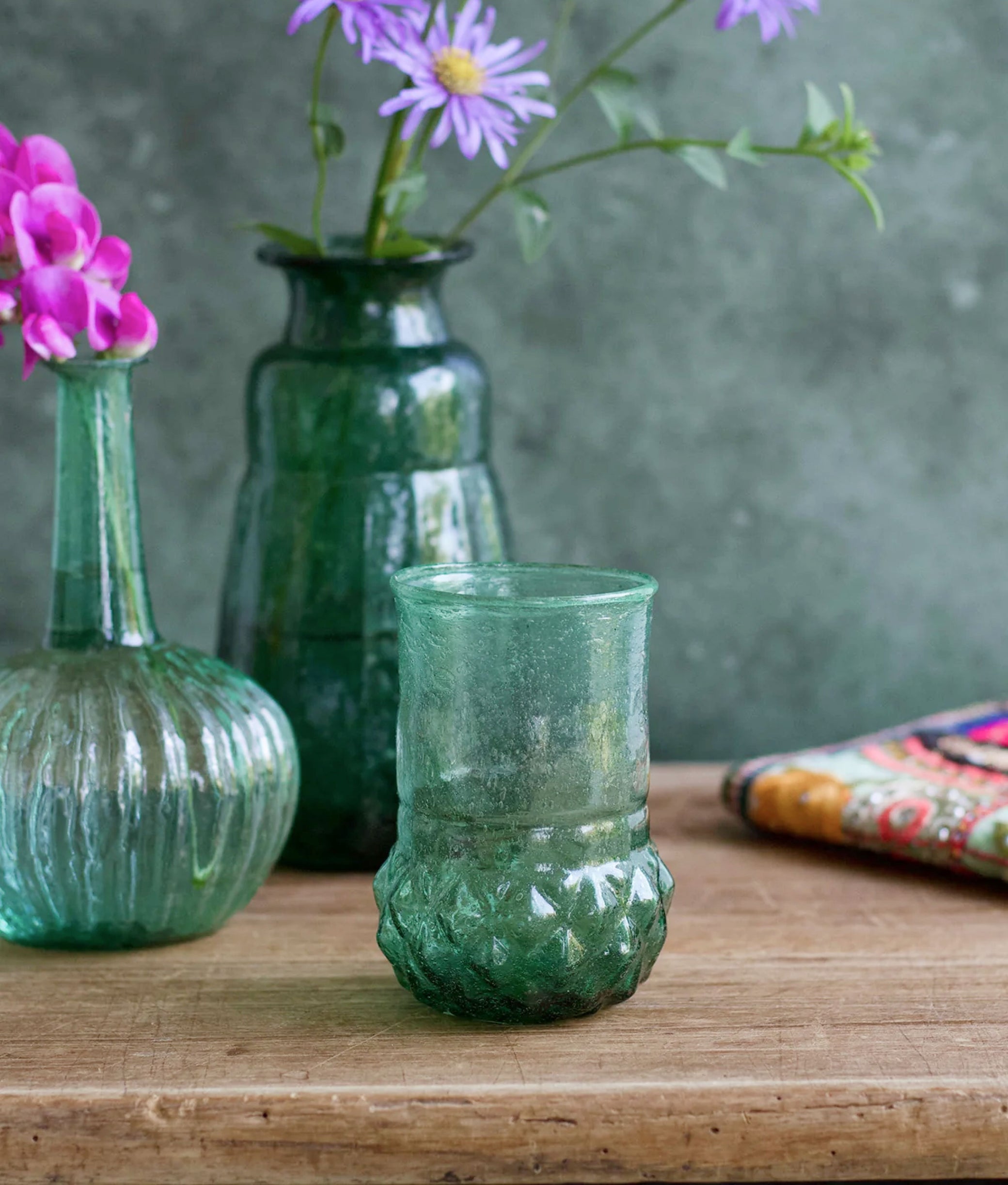 Textured Green Recycled Vase