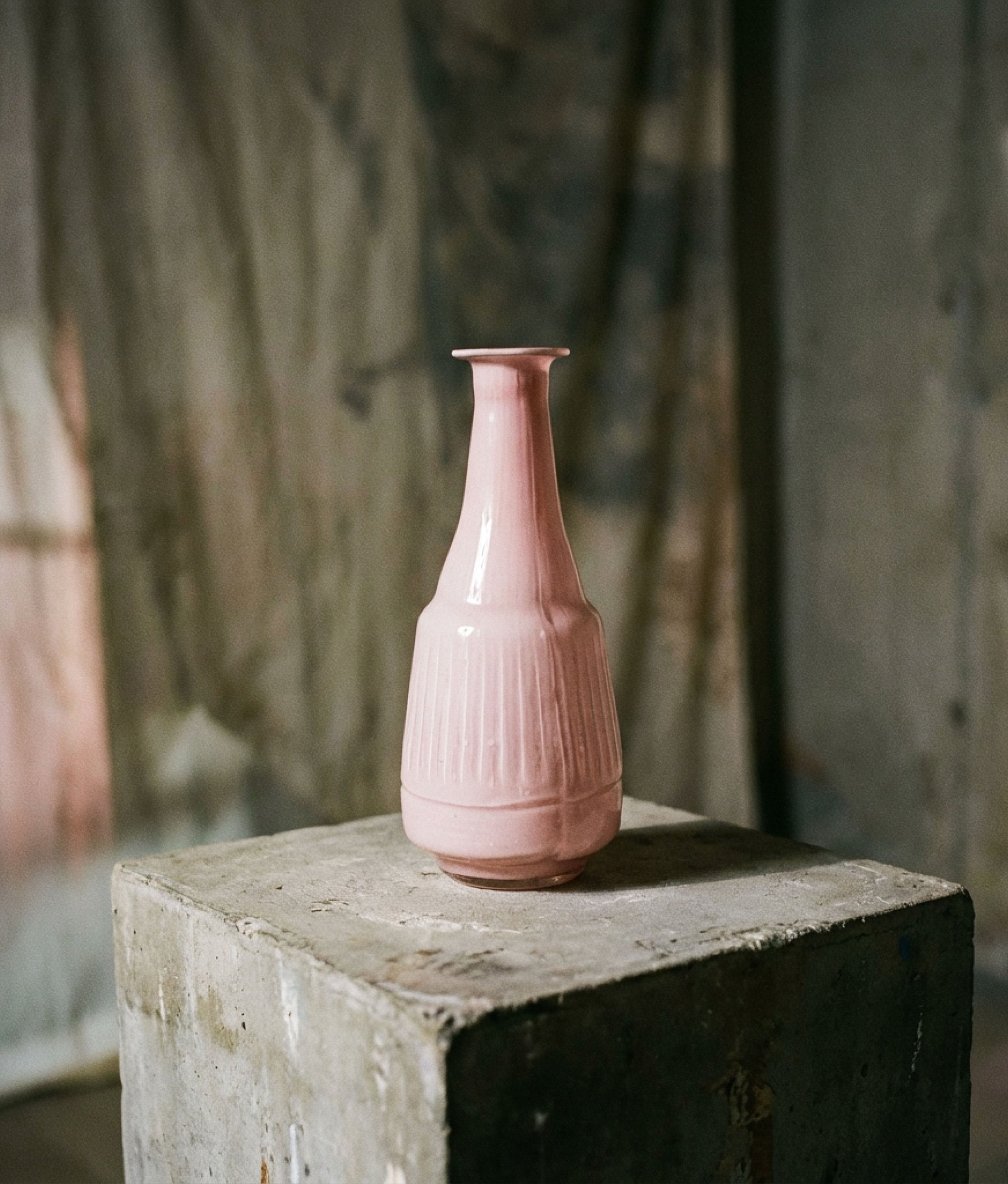 Recycled Opaline Pink Glass Vase