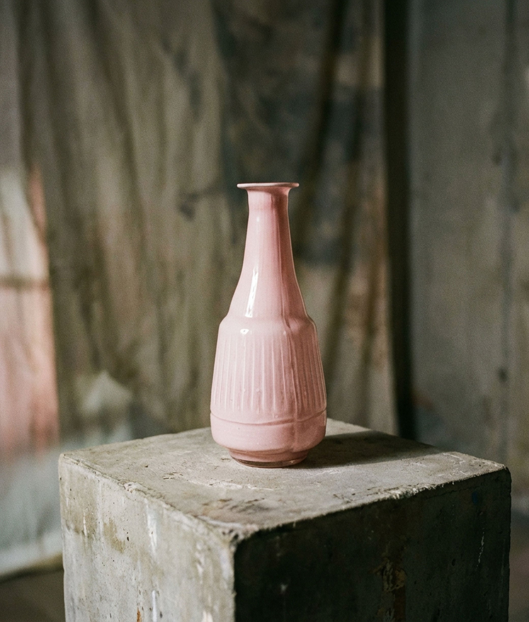 Recycled Opaline Pink Glass Vase