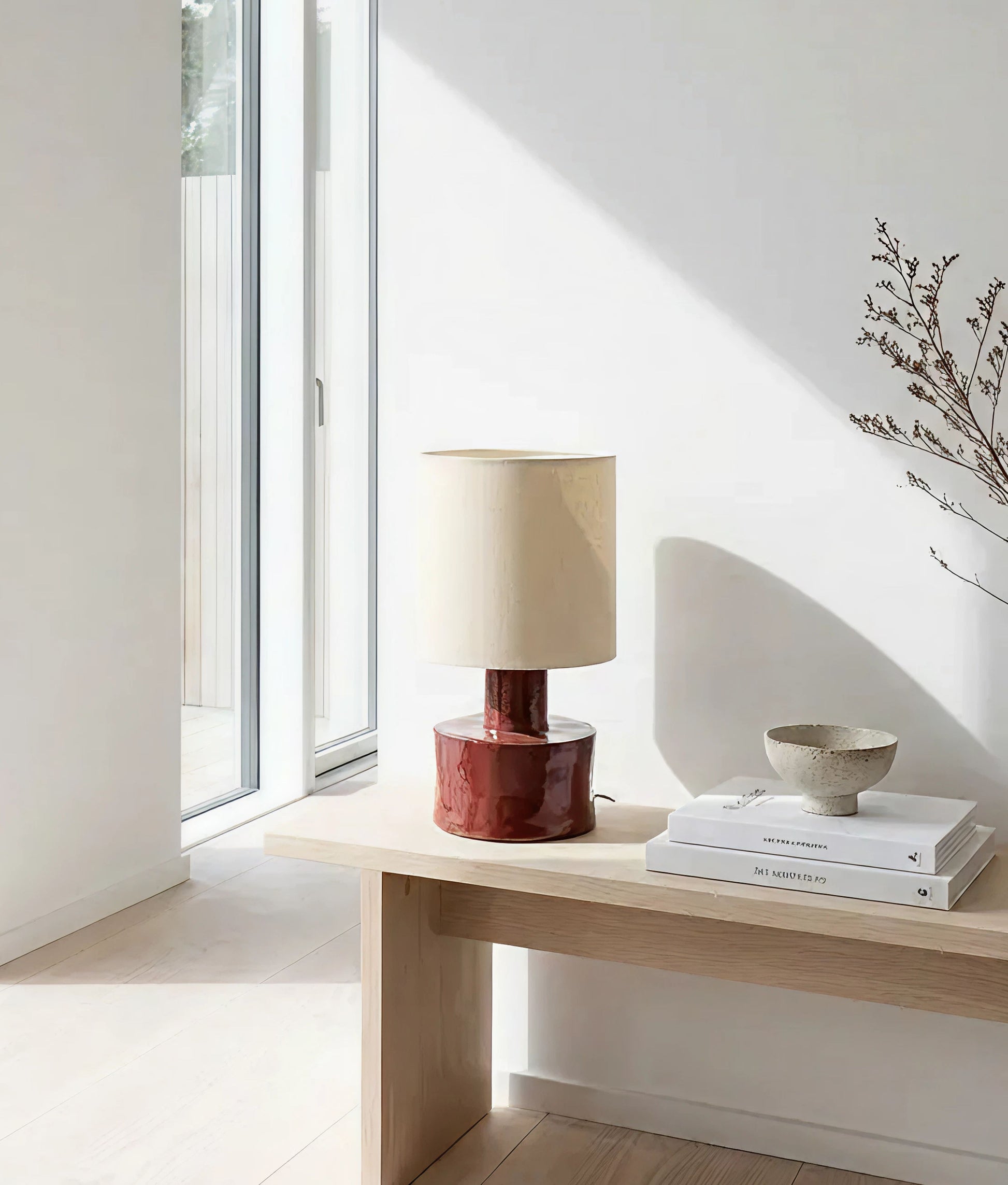 Red Table Lamp Beige Catherine
