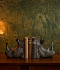 Rhinoceros Head Bookends