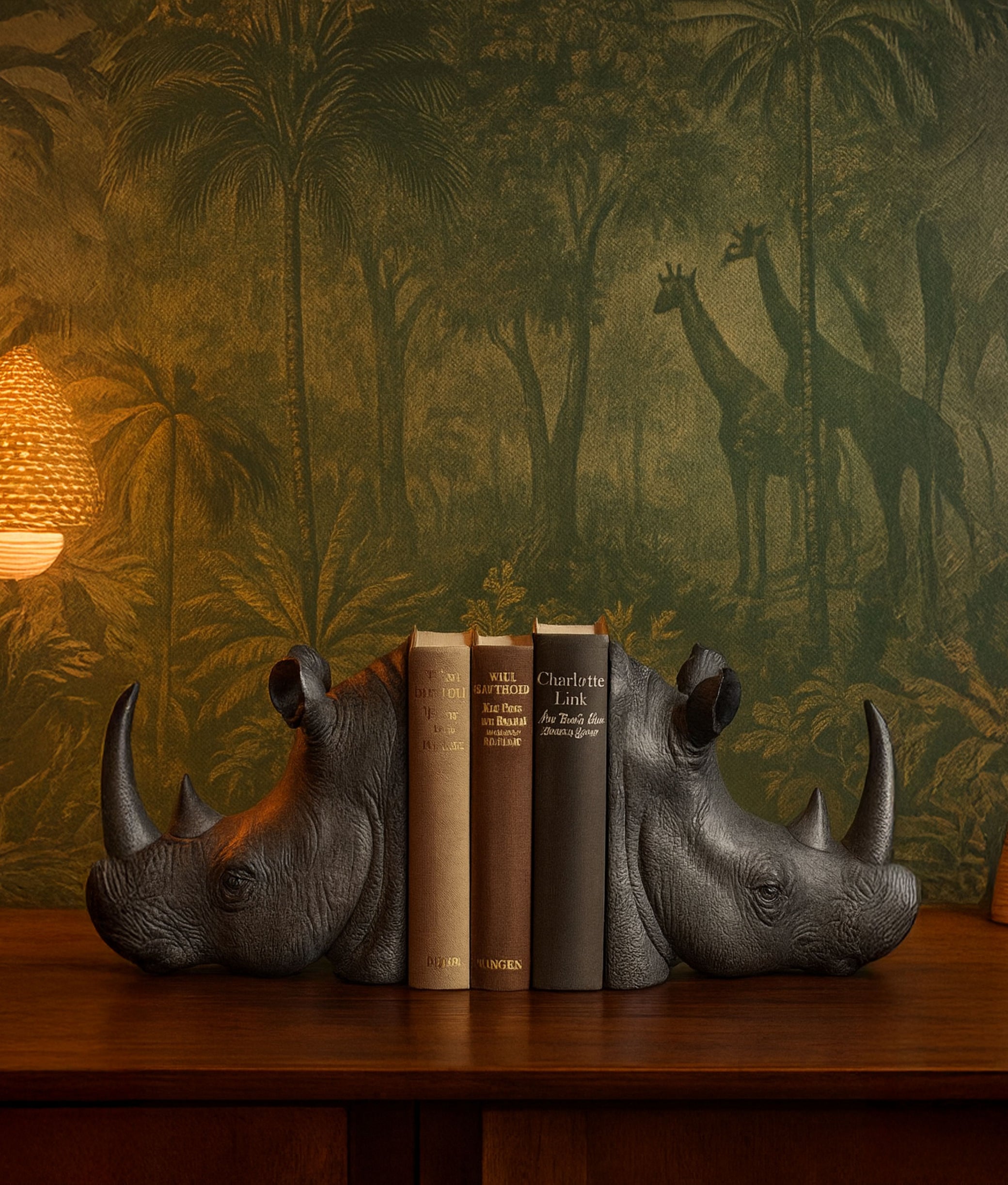 Rhinoceros Head Bookends