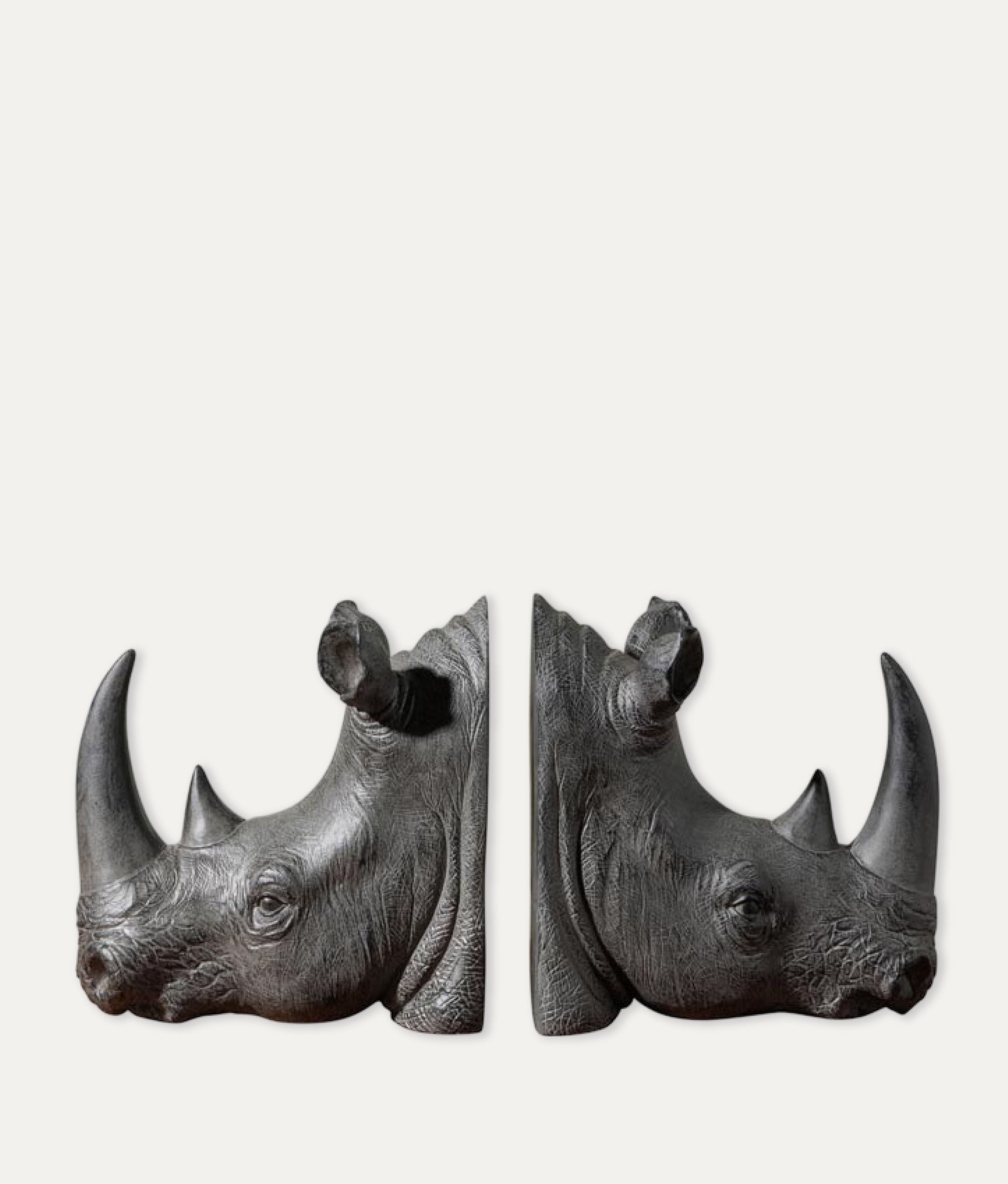 Rhinoceros Head Bookends