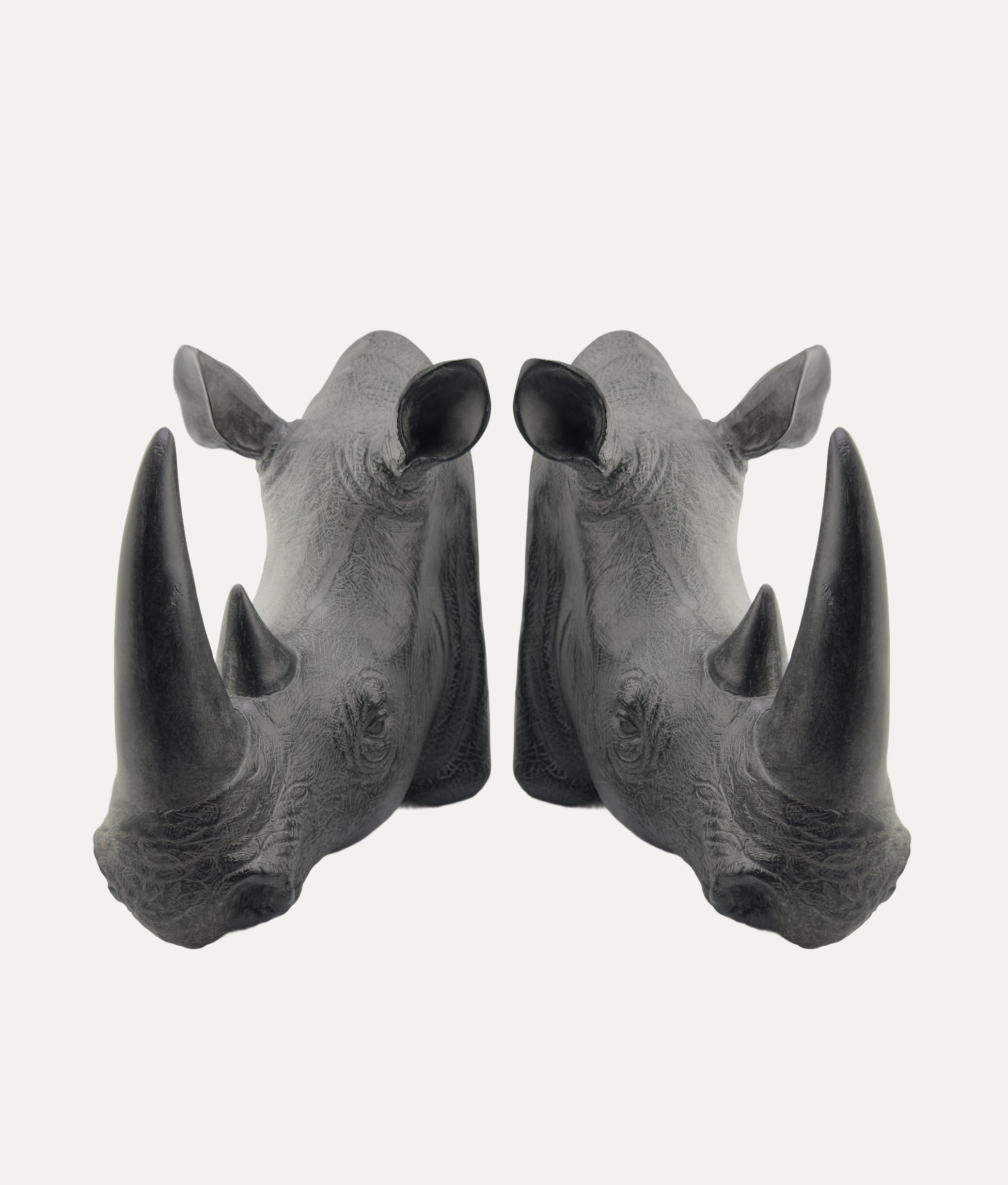 Rhinoceros Head Bookends