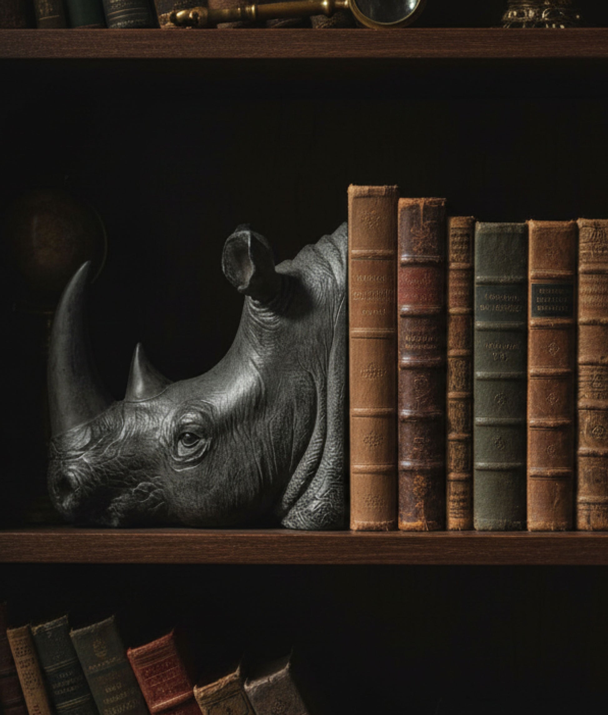 Rhinoceros Head Bookends