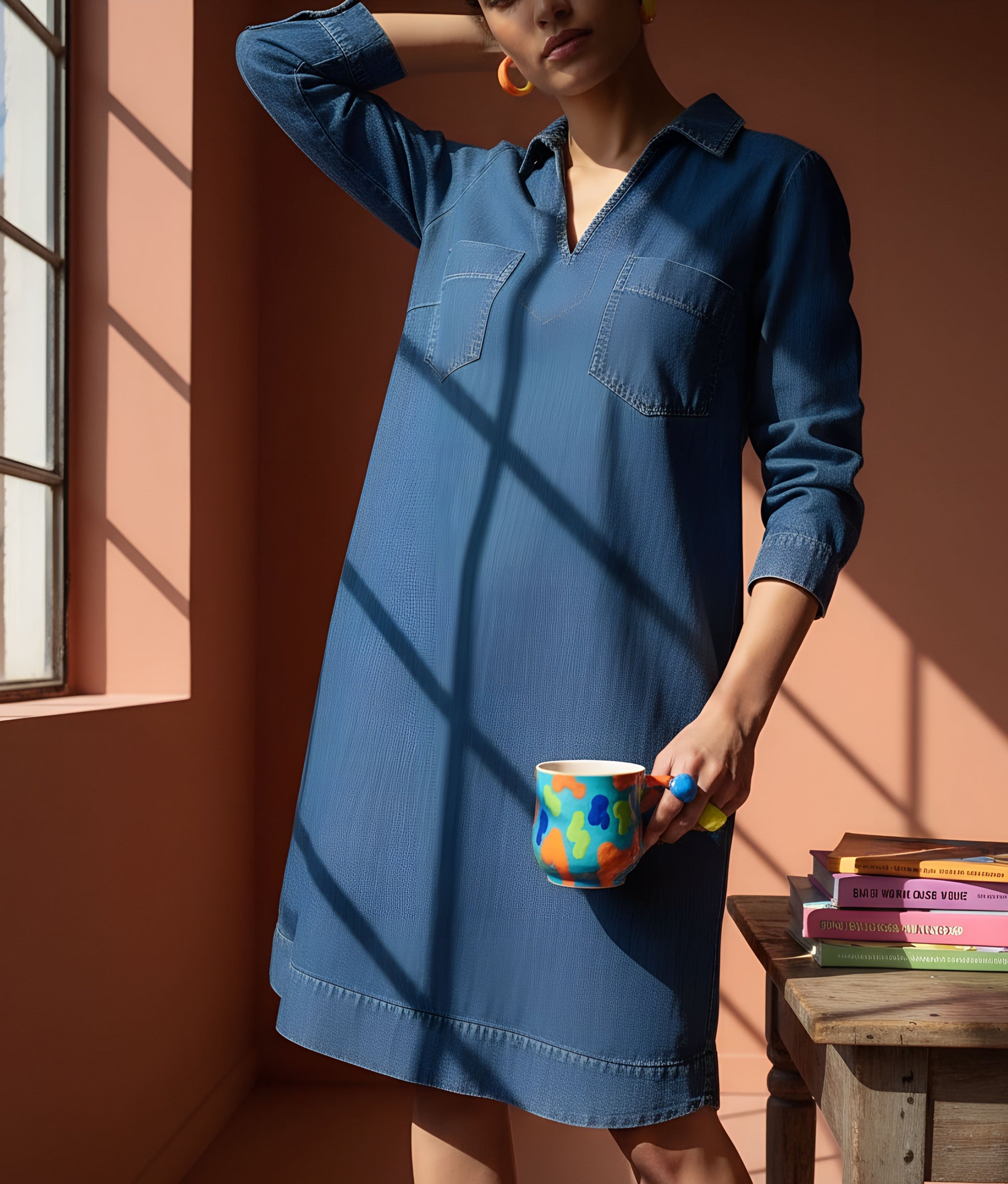 Blue Denim Robe Dress