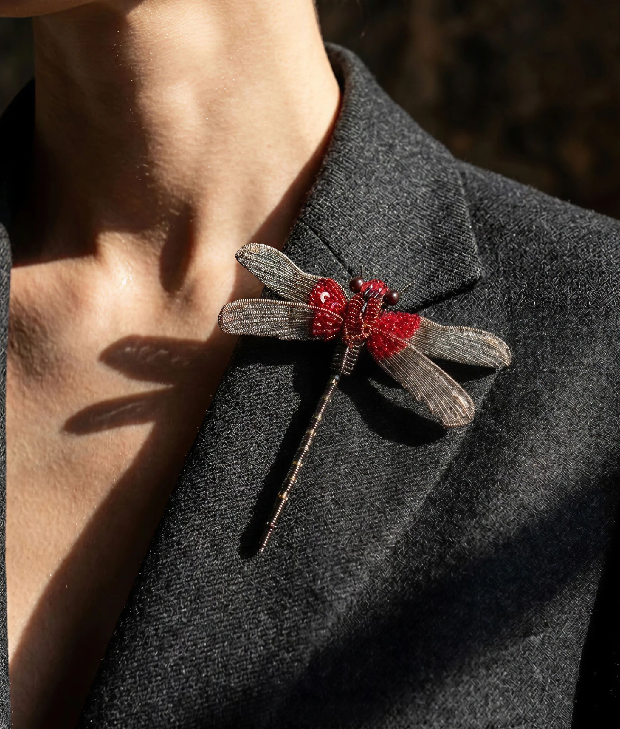 Rubyspot Damselfly Brooch