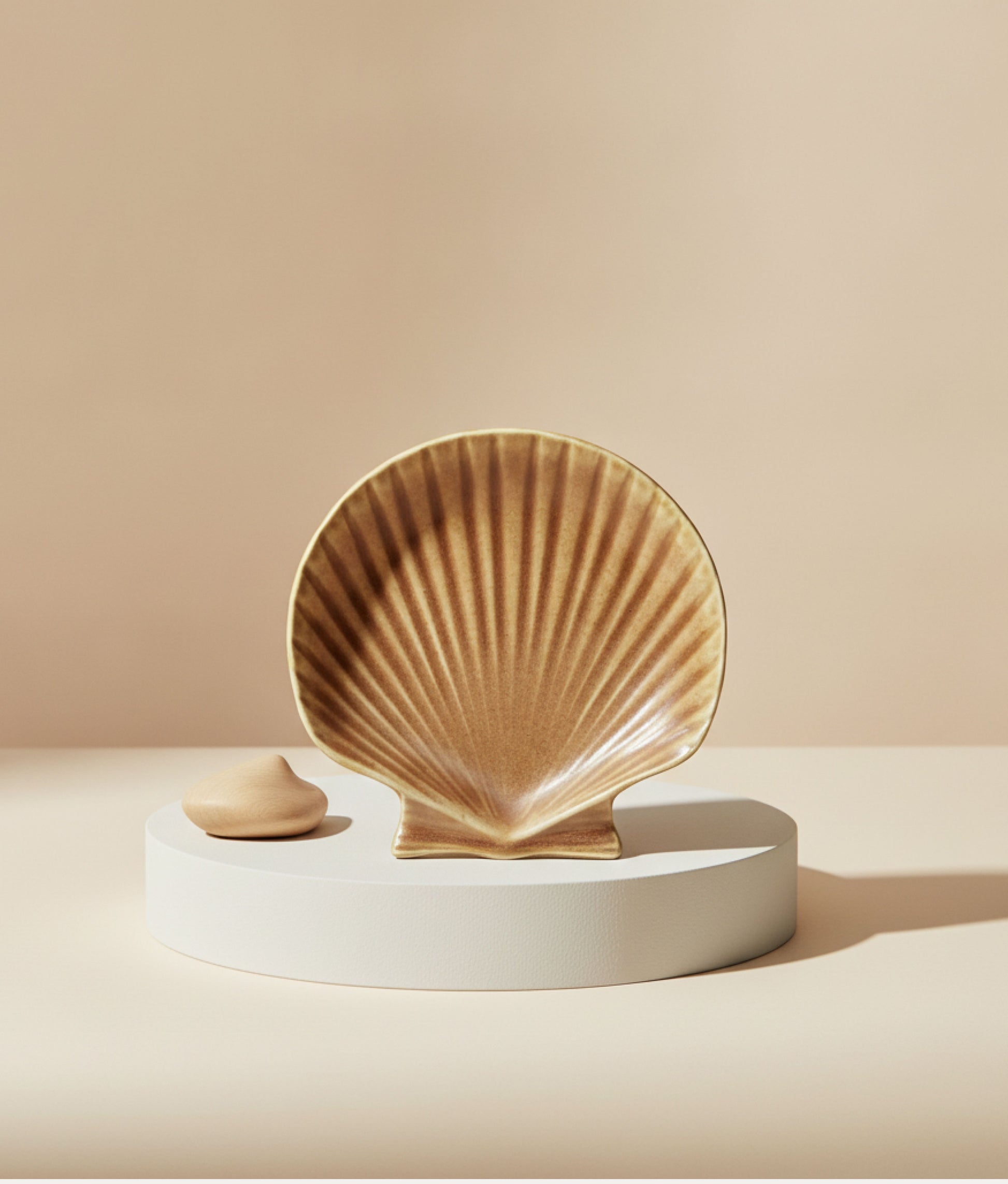 Orange Stoneware Sea Shell Tray Small