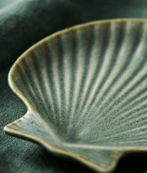Green Stoneware Sea Shell Tray Small