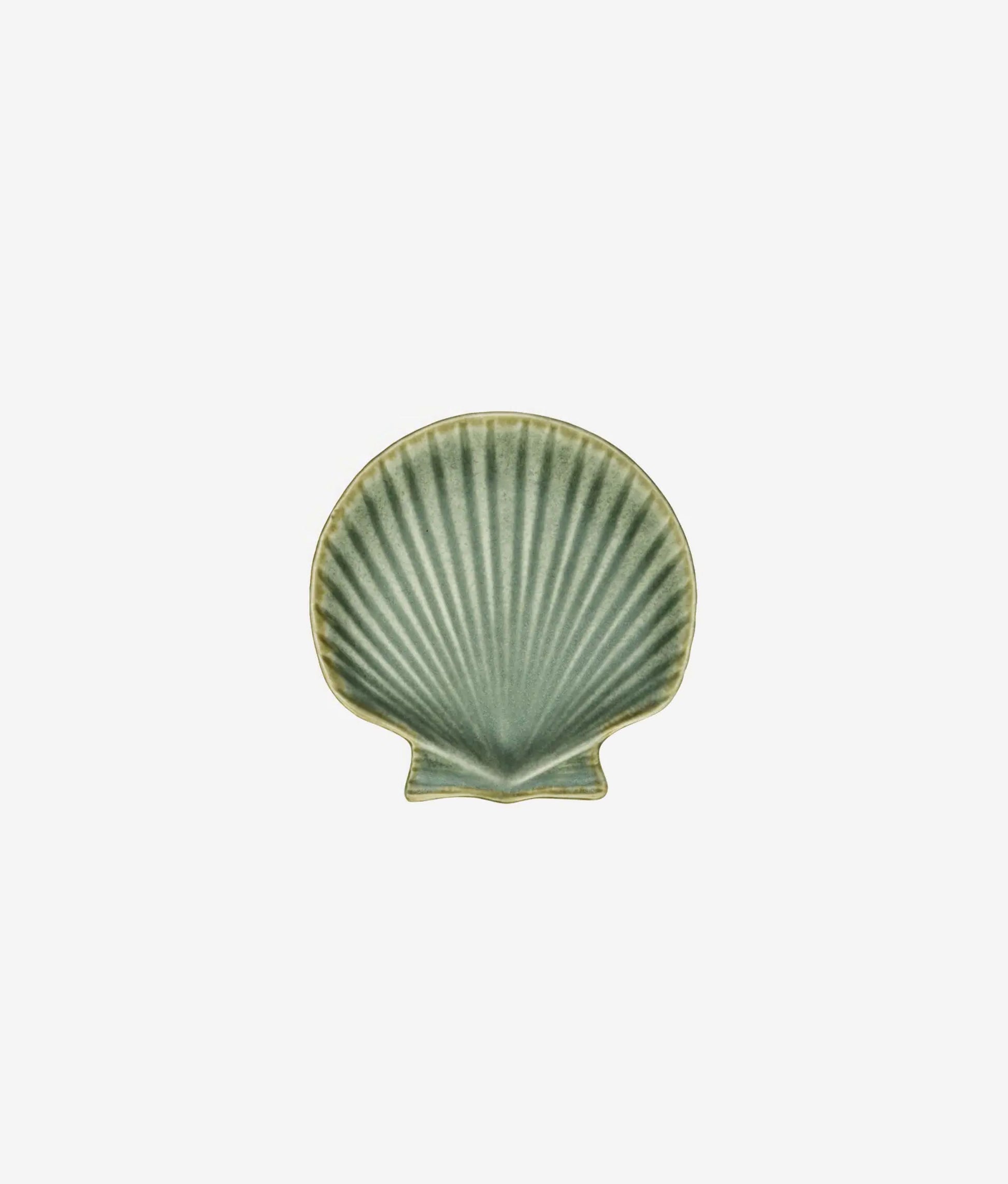 Green Stoneware Sea Shell Tray Small