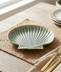 Green Stoneware Sea Shell Tray Small