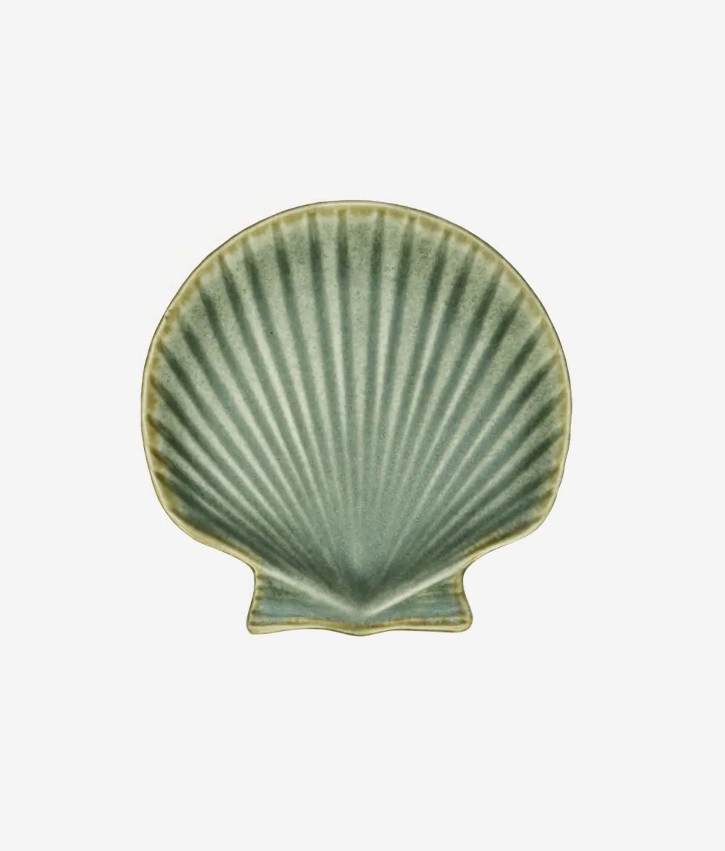 Green Stoneware Sea Shell Tray Medium