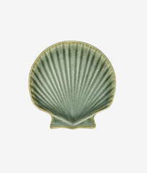Green Stoneware Sea Shell Tray Medium