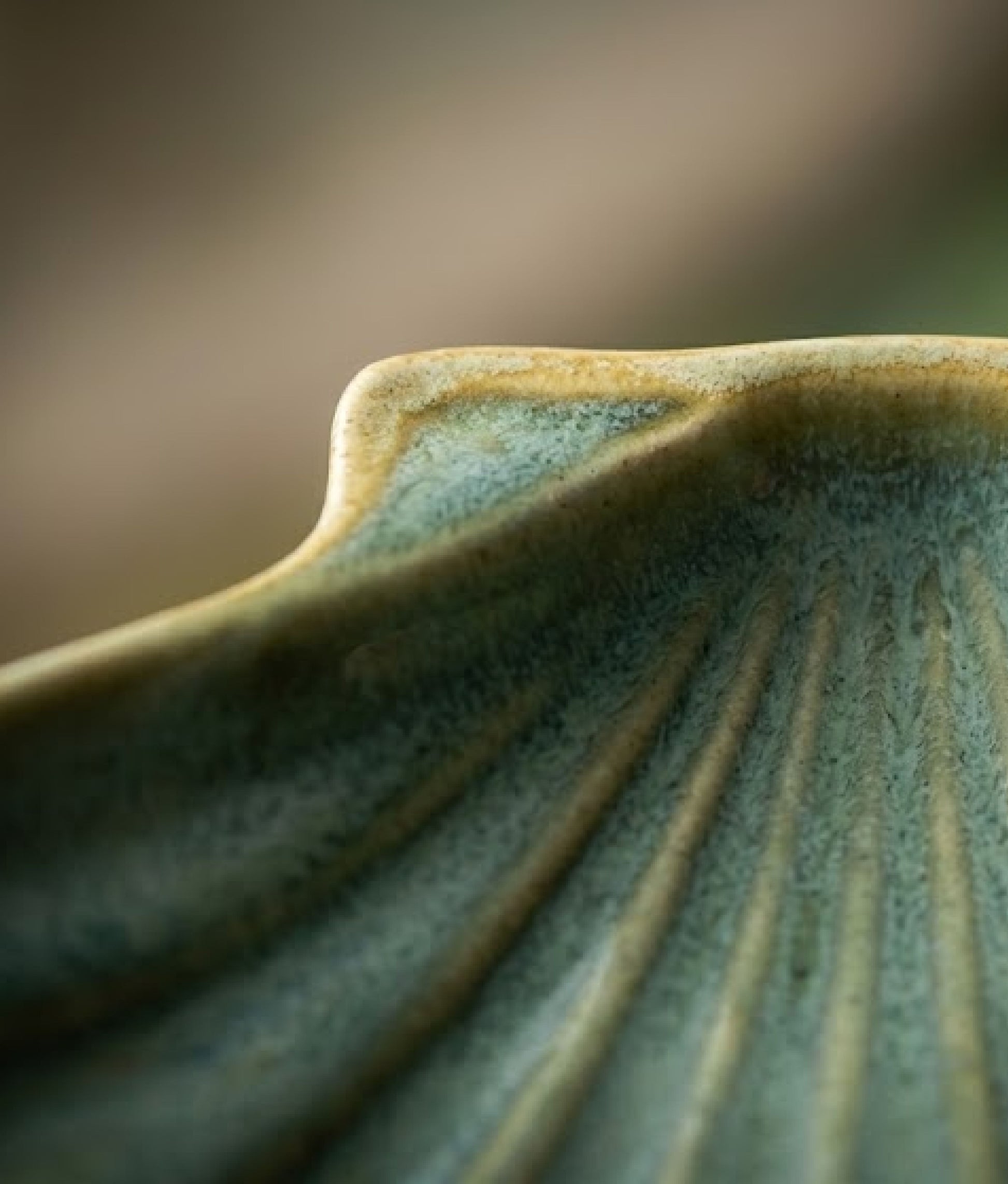 Green Stoneware Sea Shell Tray Medium