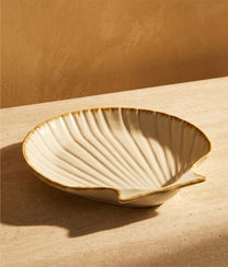 Off White Stoneware Sea Shell Tray Medium