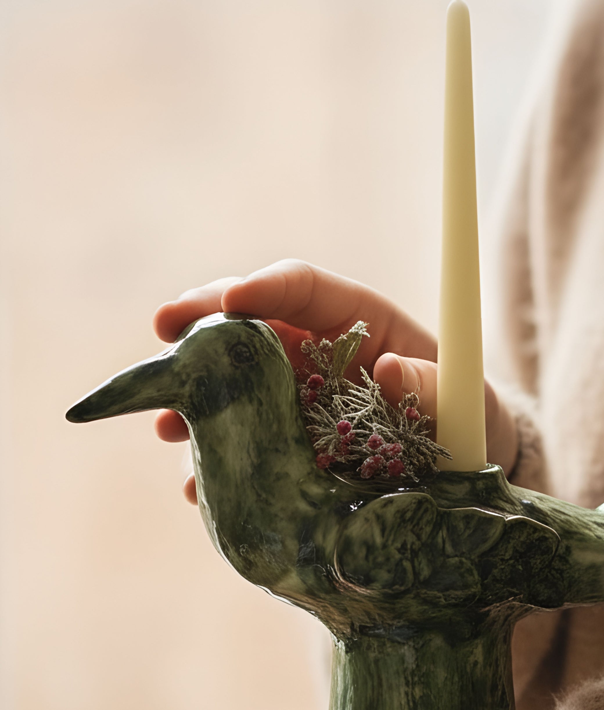 Green Bird Candle Holder