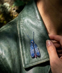 Stained Skywing Fly Brooch