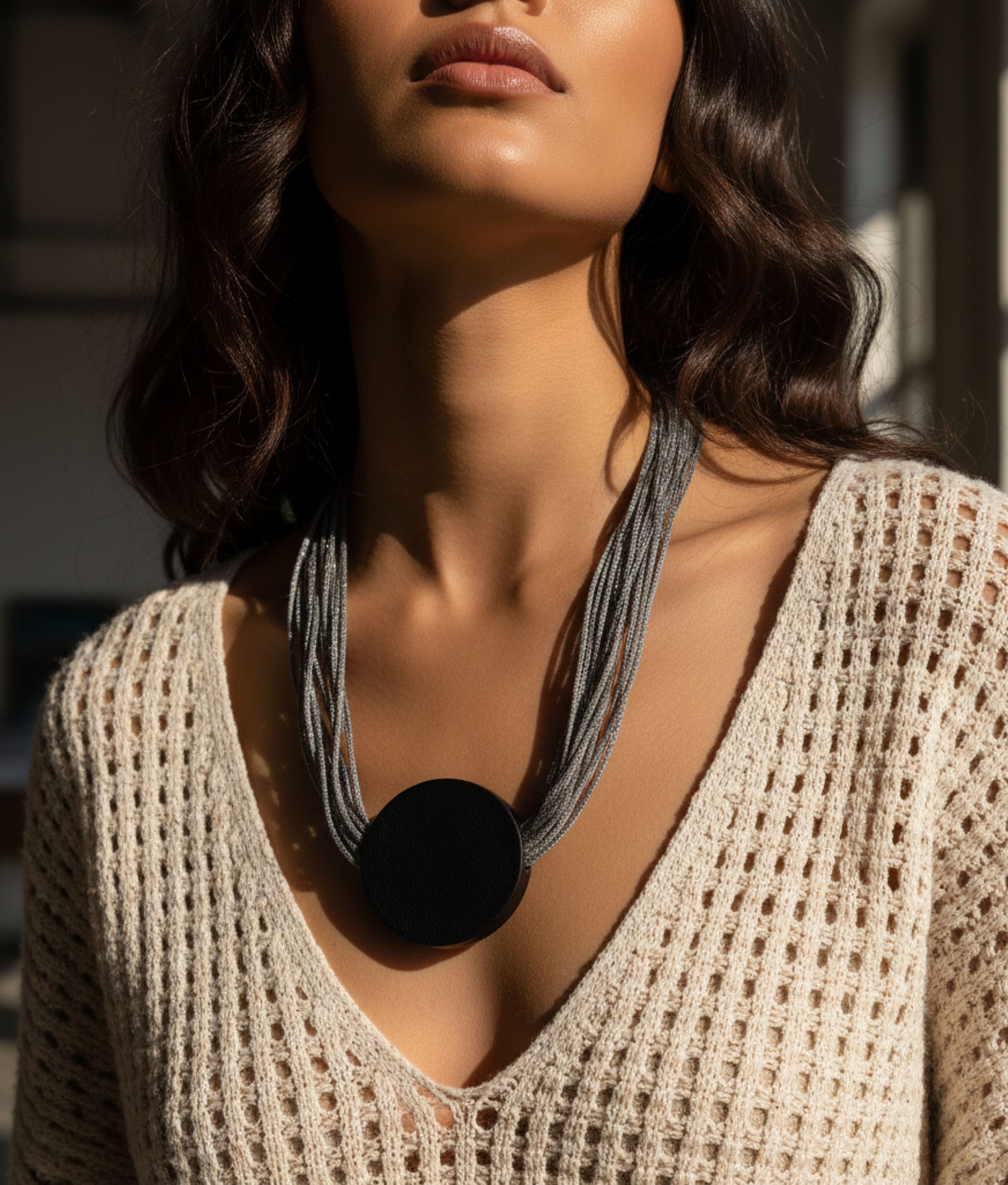 SLIDE STEEL Black Necklace T.S