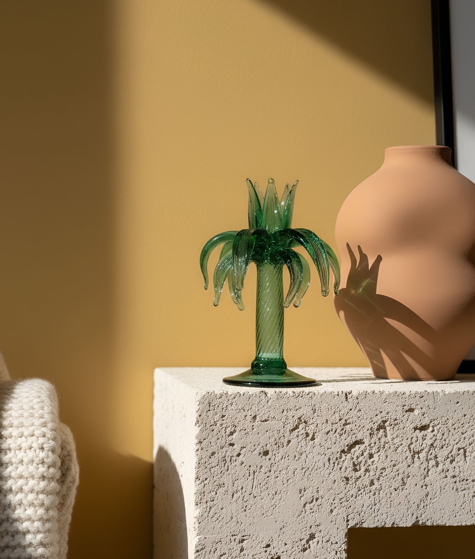 Small Palm Candle Stand Emerald
